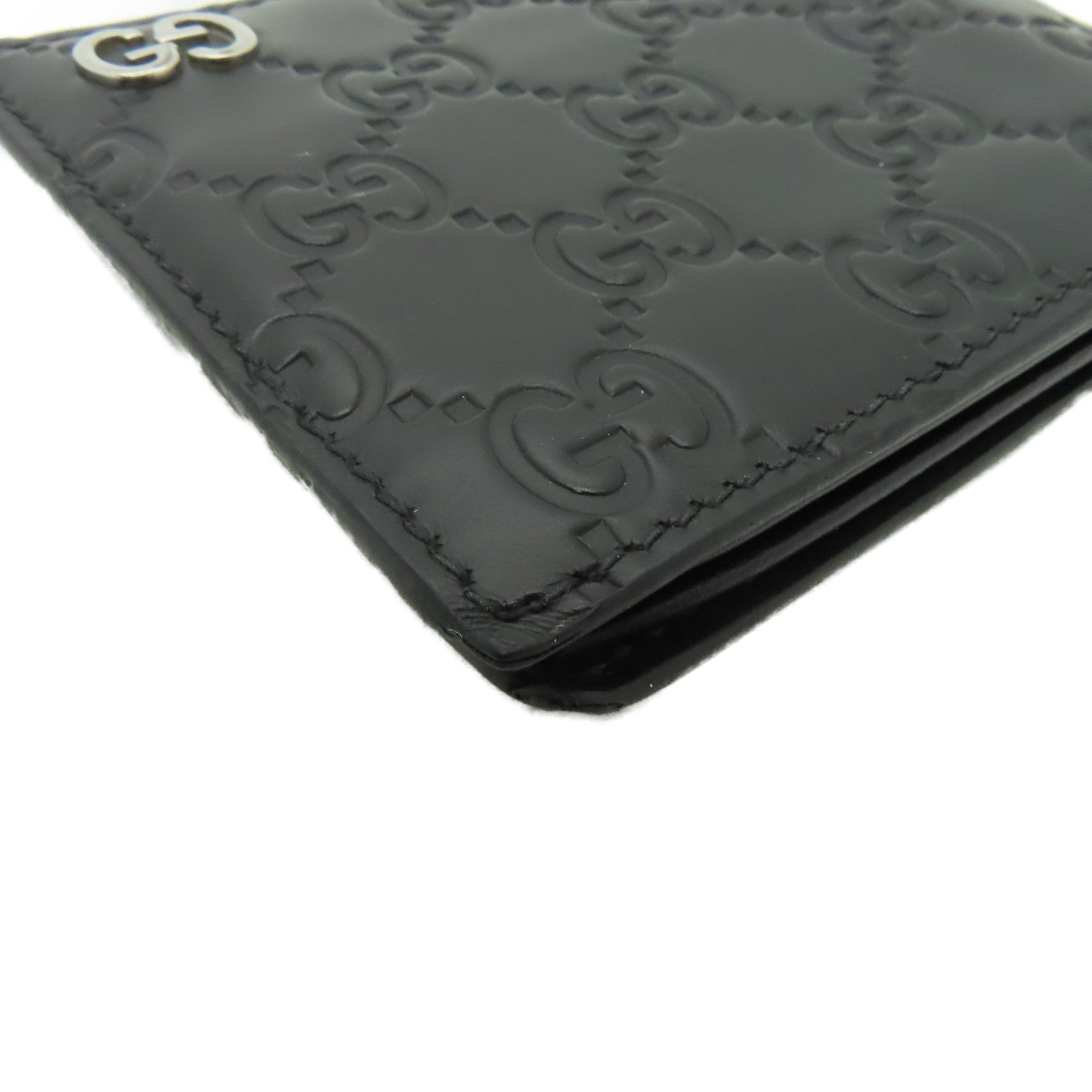 GUCCI 牛皮皮革Wallet銀扣錢包黒色