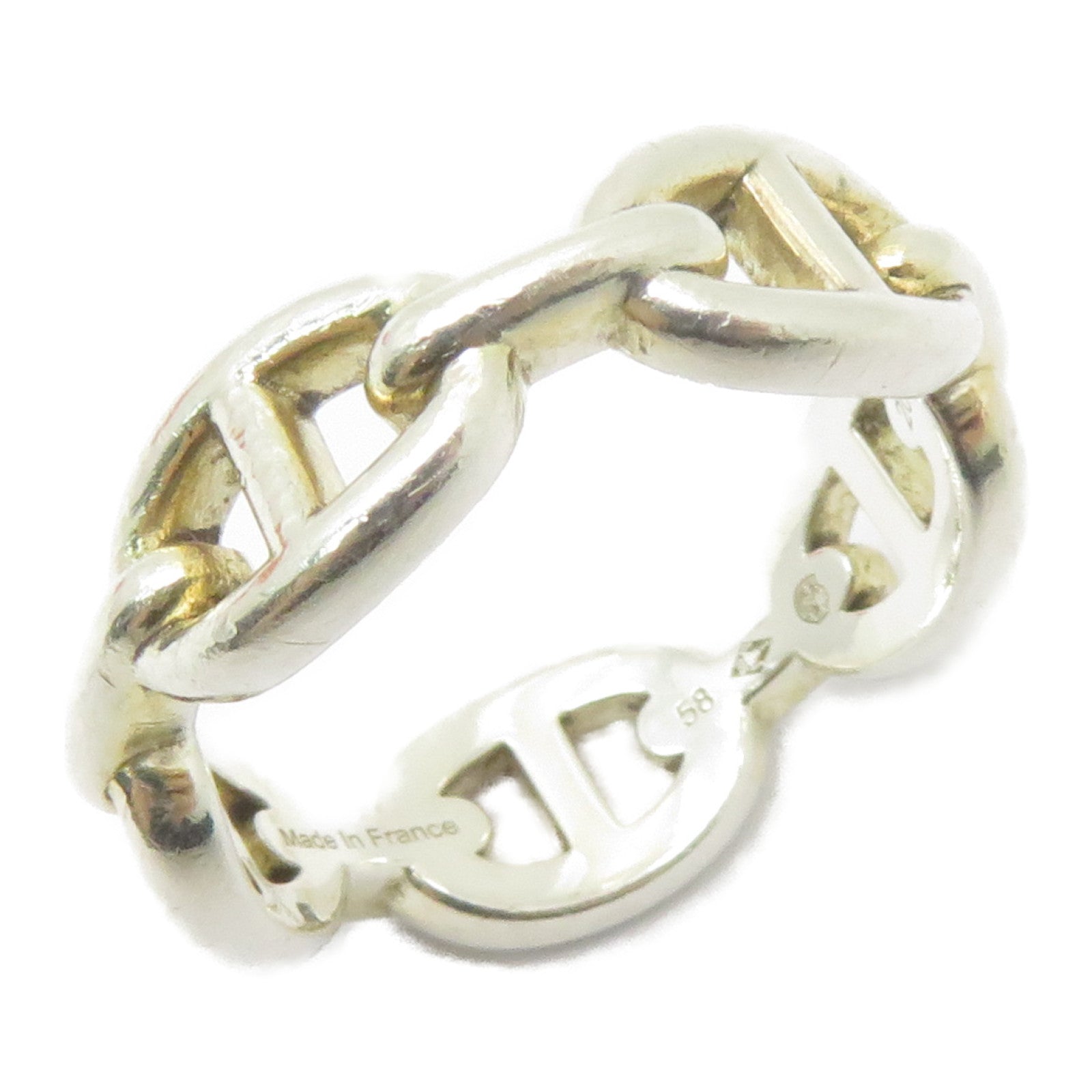 HERMES 925純銀Chaine d'ancre Enchainee Ring戒指#58/US#7.75