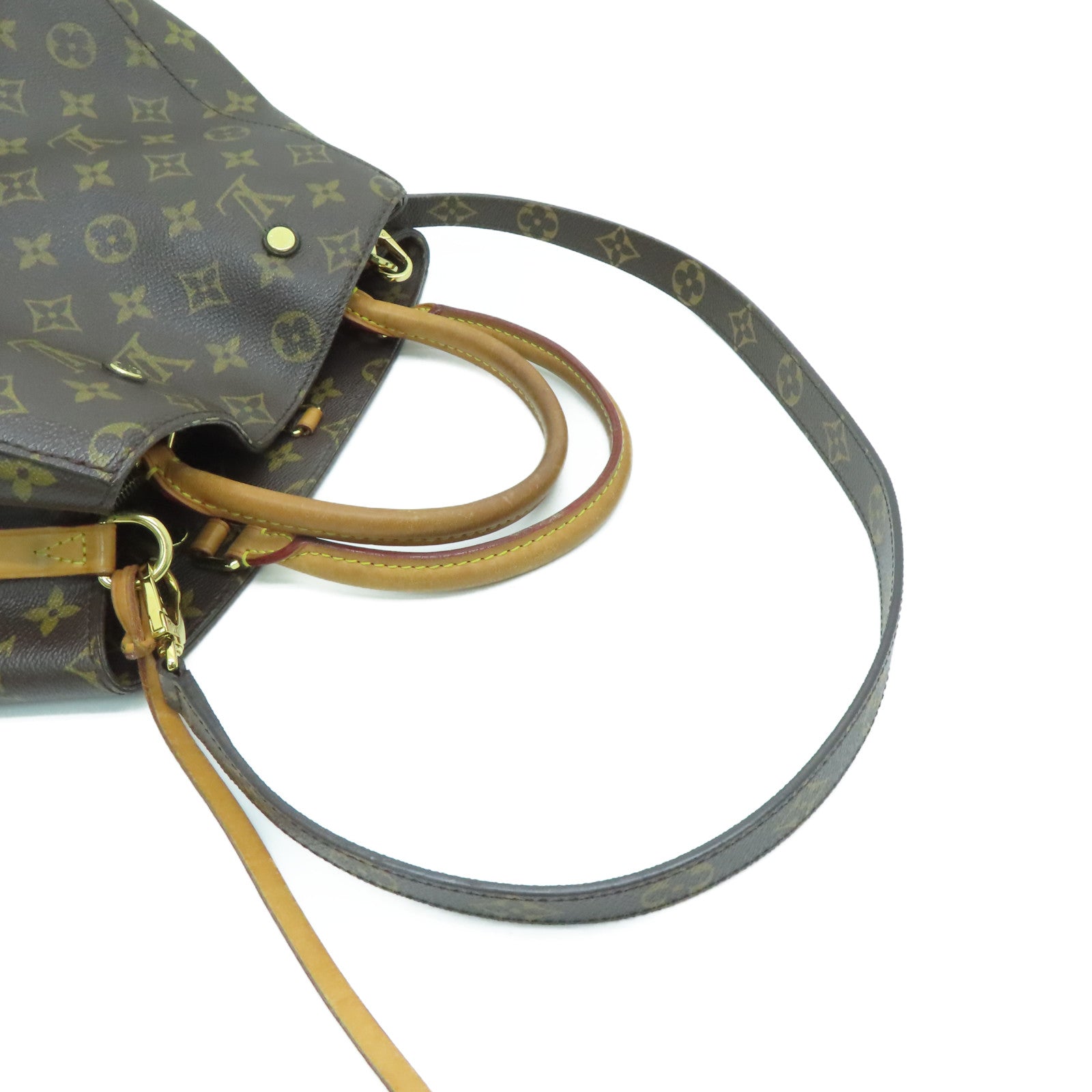 LOUIS VUITTON Monogram Montaigne MM金扣手挽肩背两用袋啡色
