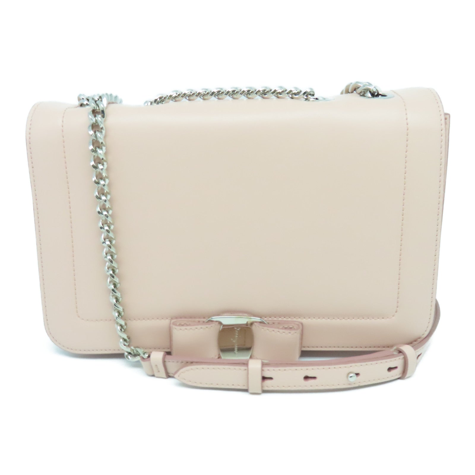 Salvatore Ferragamo 牛皮皮革Chain Shoulder Bag银扣链带肩背袋粉红色