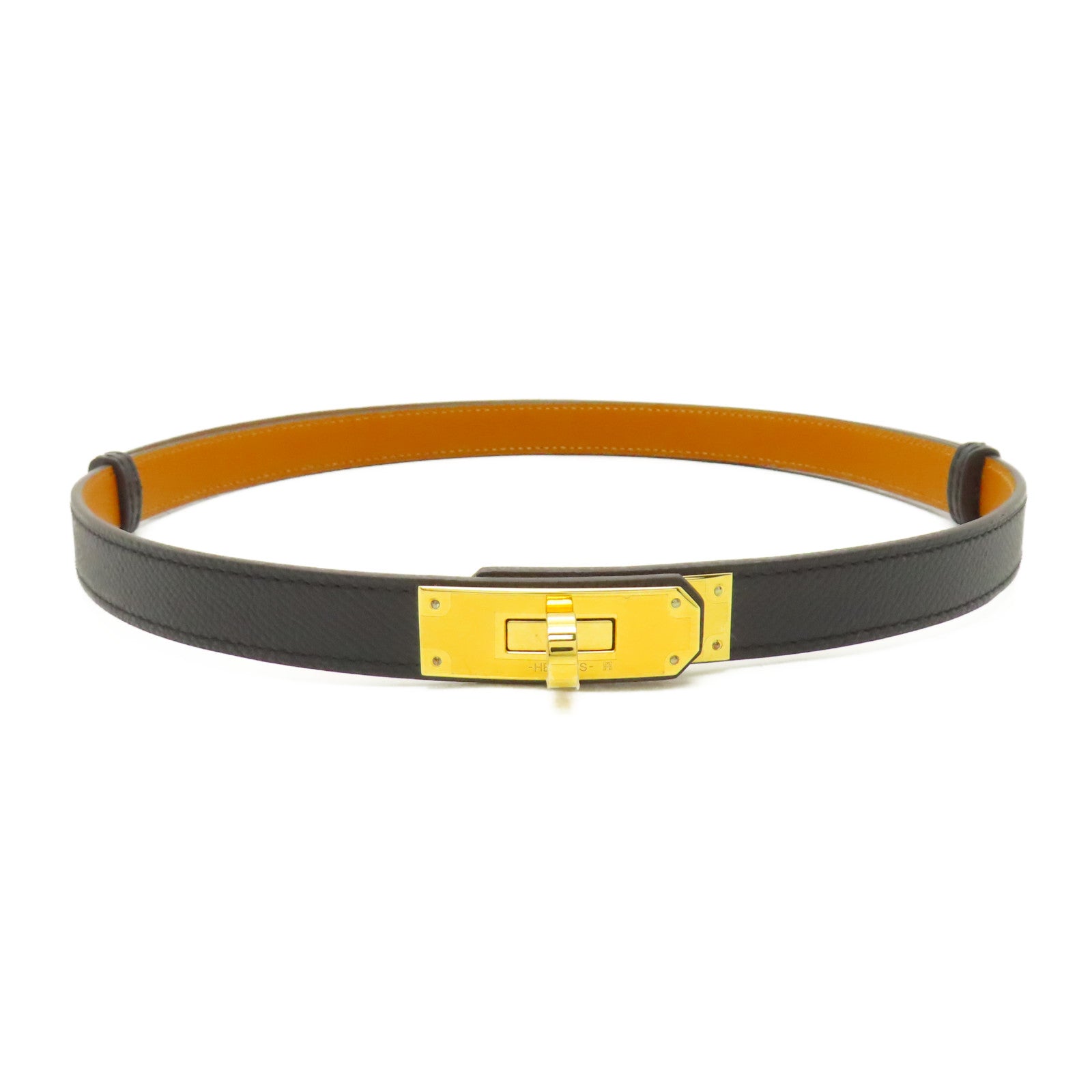 HERMES Epsom皮革Pocket Belt 18金扣皮帶黑色