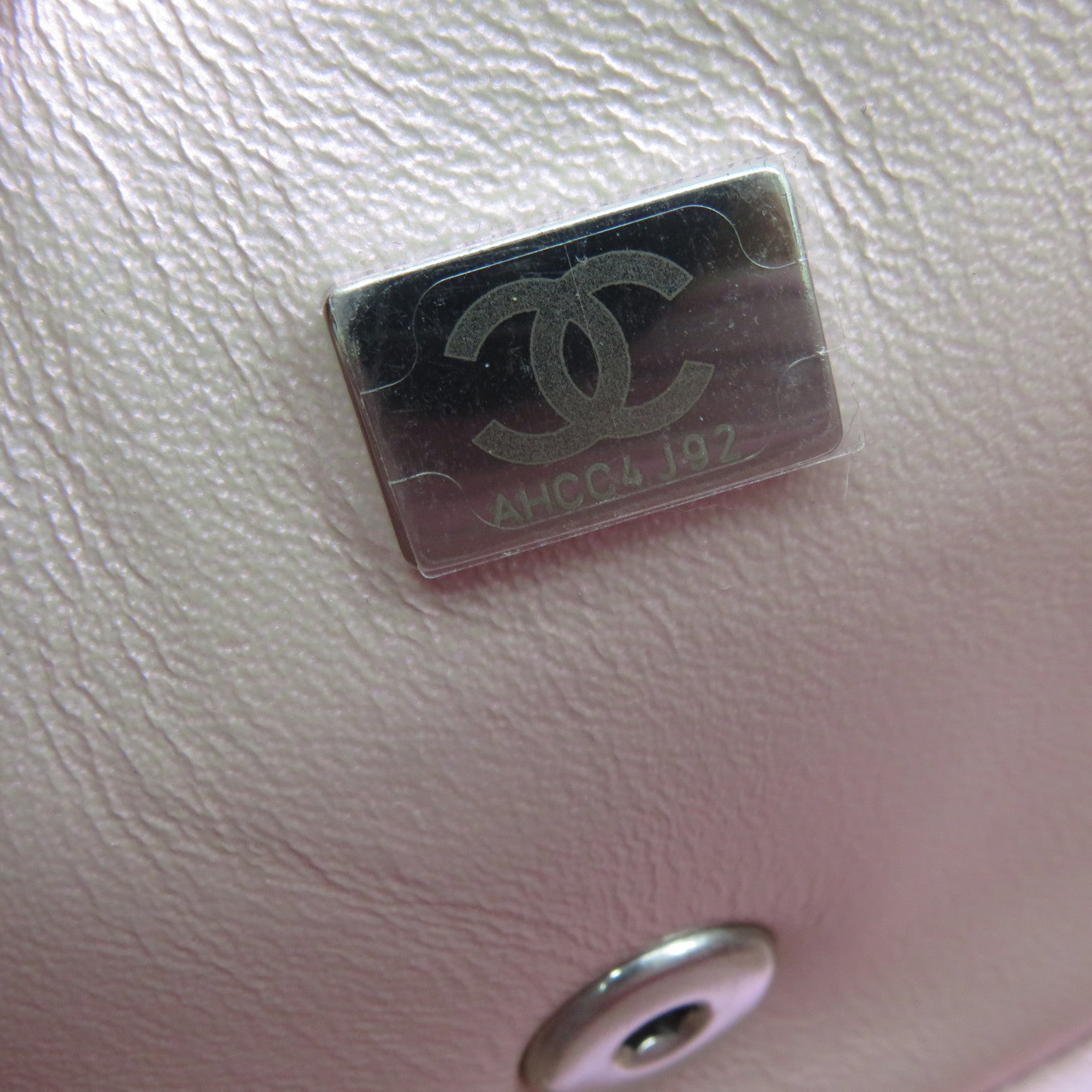 CHANEL 菱格皮革Mini 20cm銀扣鏈帶肩背袋幻彩粉紅色