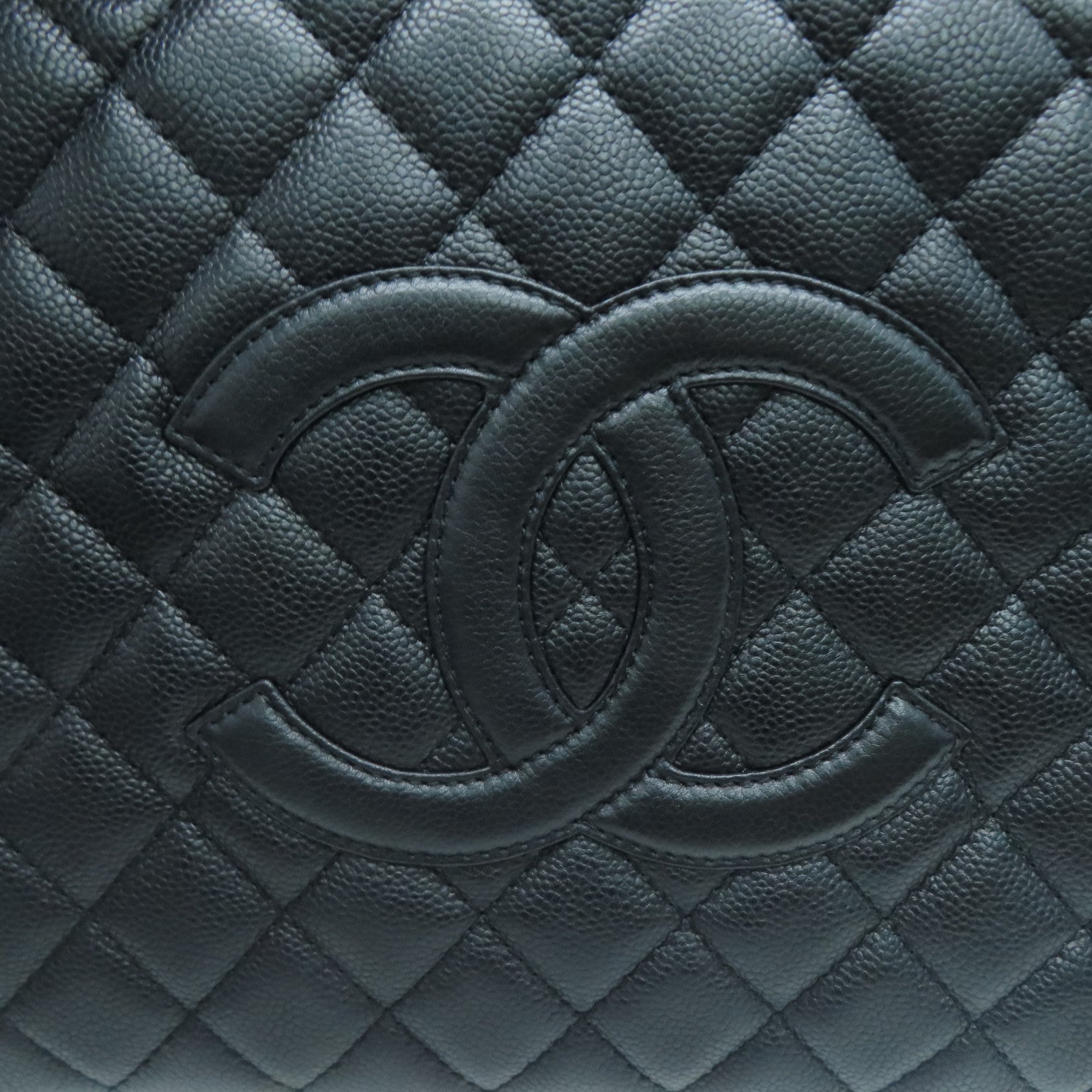 CHANEL 菱格Caviar皮革GST银扣手挽袋/肩背袋黑色