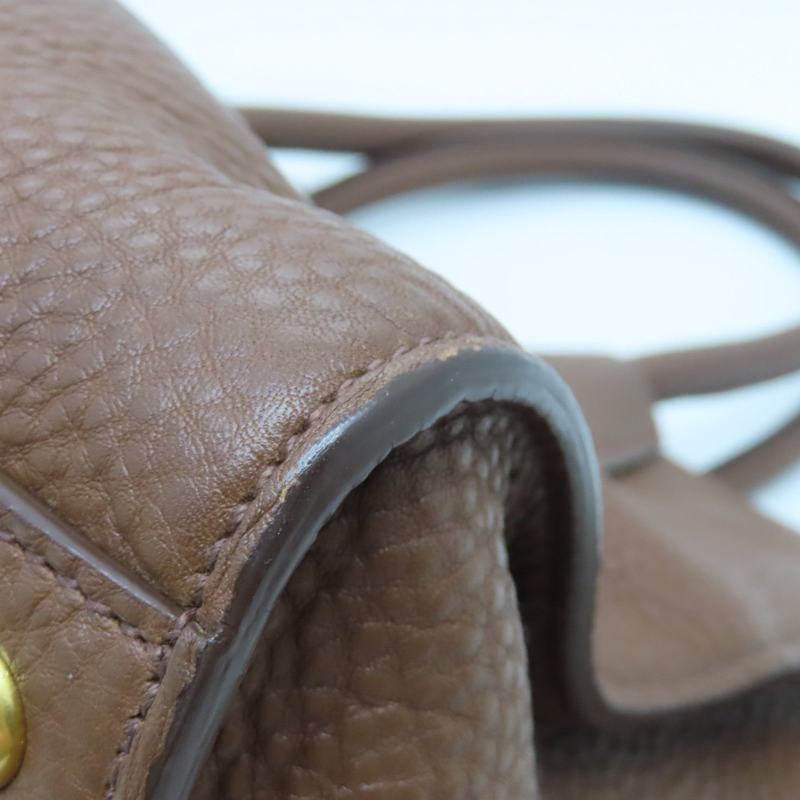PRADA 牛皮皮革2way Shoulder Bag金扣手挽肩背兩用袋啡色