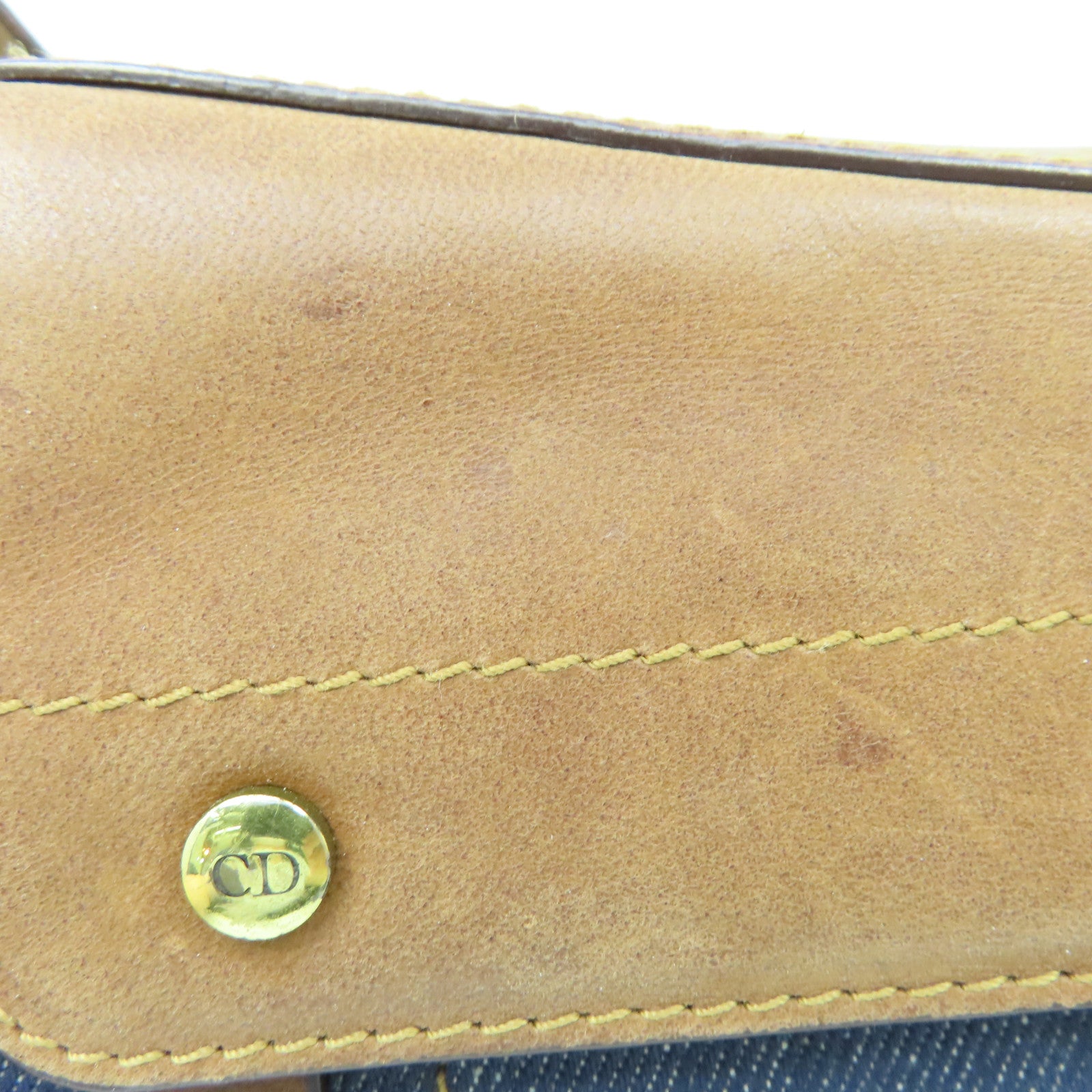 Dior 皮革牛仔布Shoulder Bag金扣肩背袋藍色