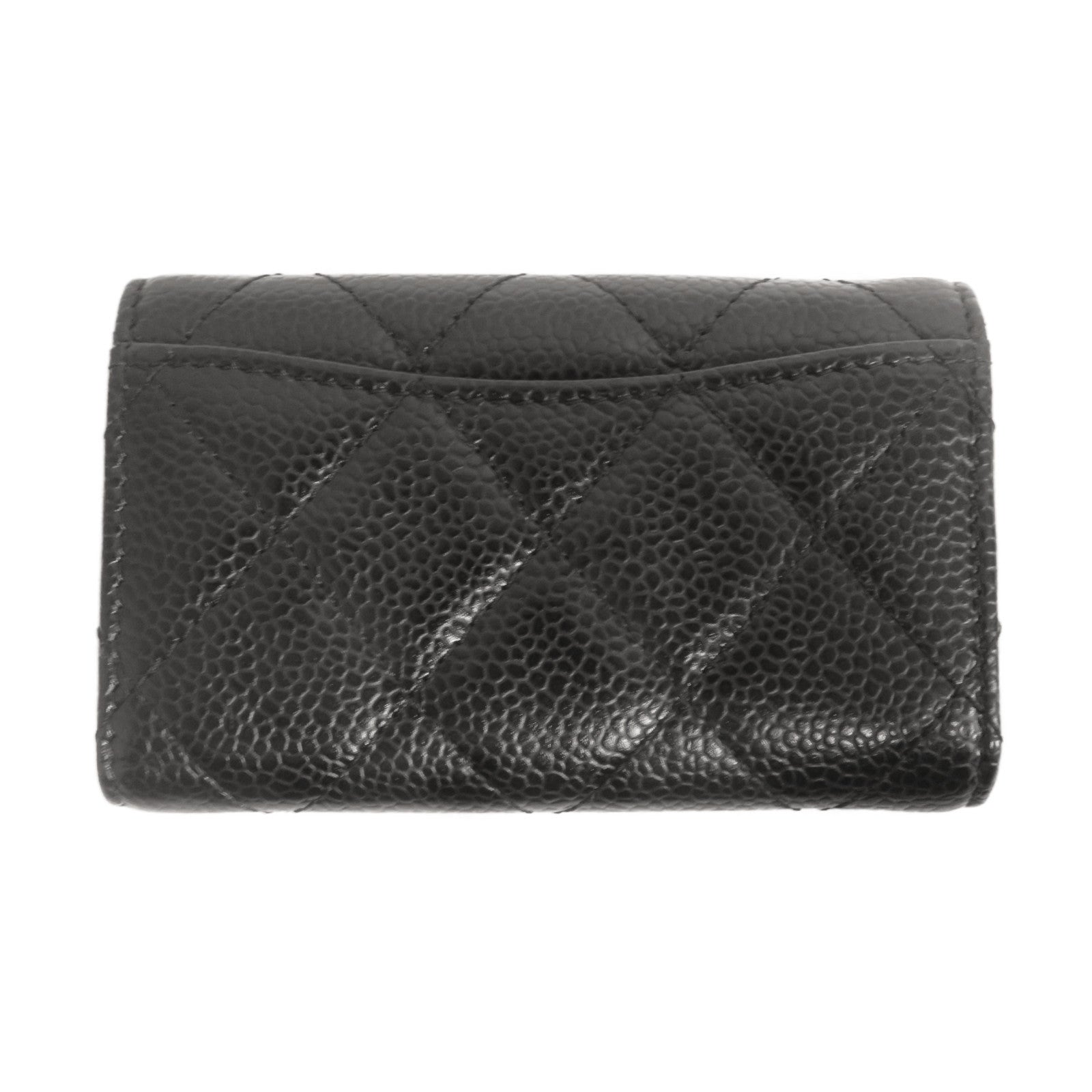 CHANEL 菱格牛皮皮革金扣Key Case鑰匙套黑色