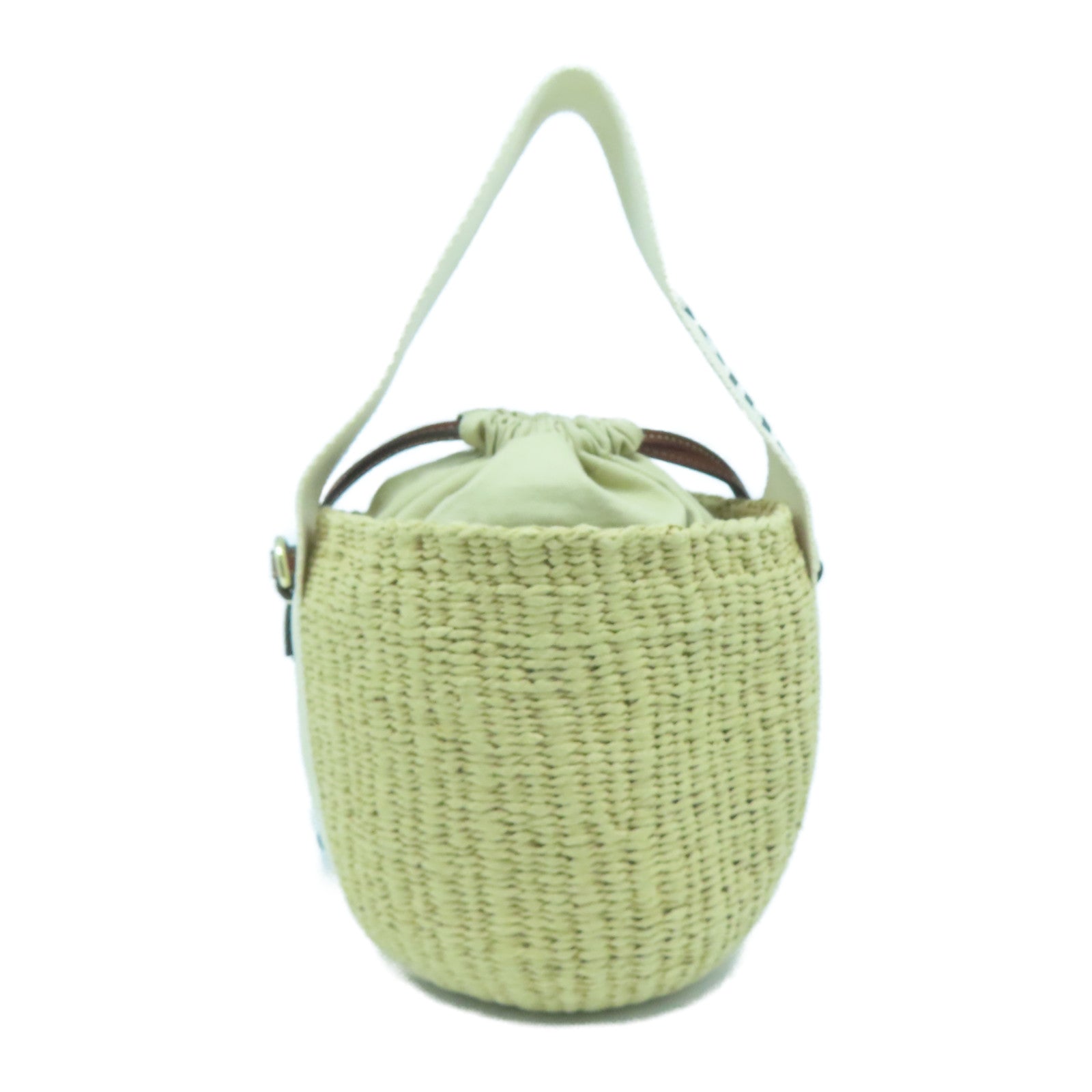 Chloe 拉菲草Woody Saffia Basket Bag金扣肩背袋米色/啡色