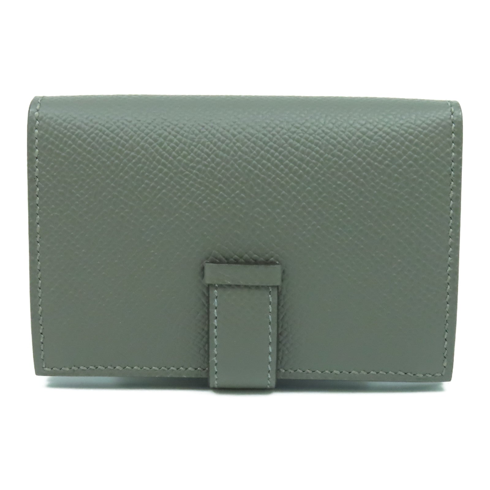 HERMES Epsom皮革Bearn Card Case銀扣卡片套積雲雨灰色