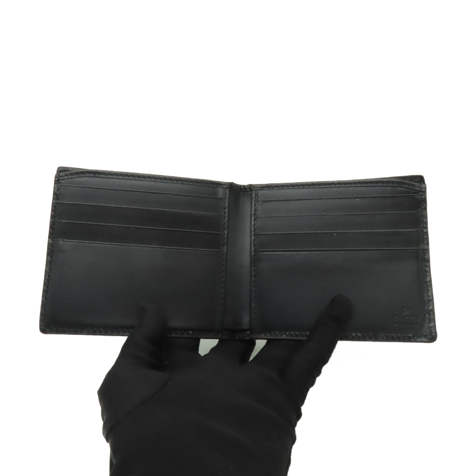 GUCCI 牛皮皮革Wallet銀扣錢包黒色