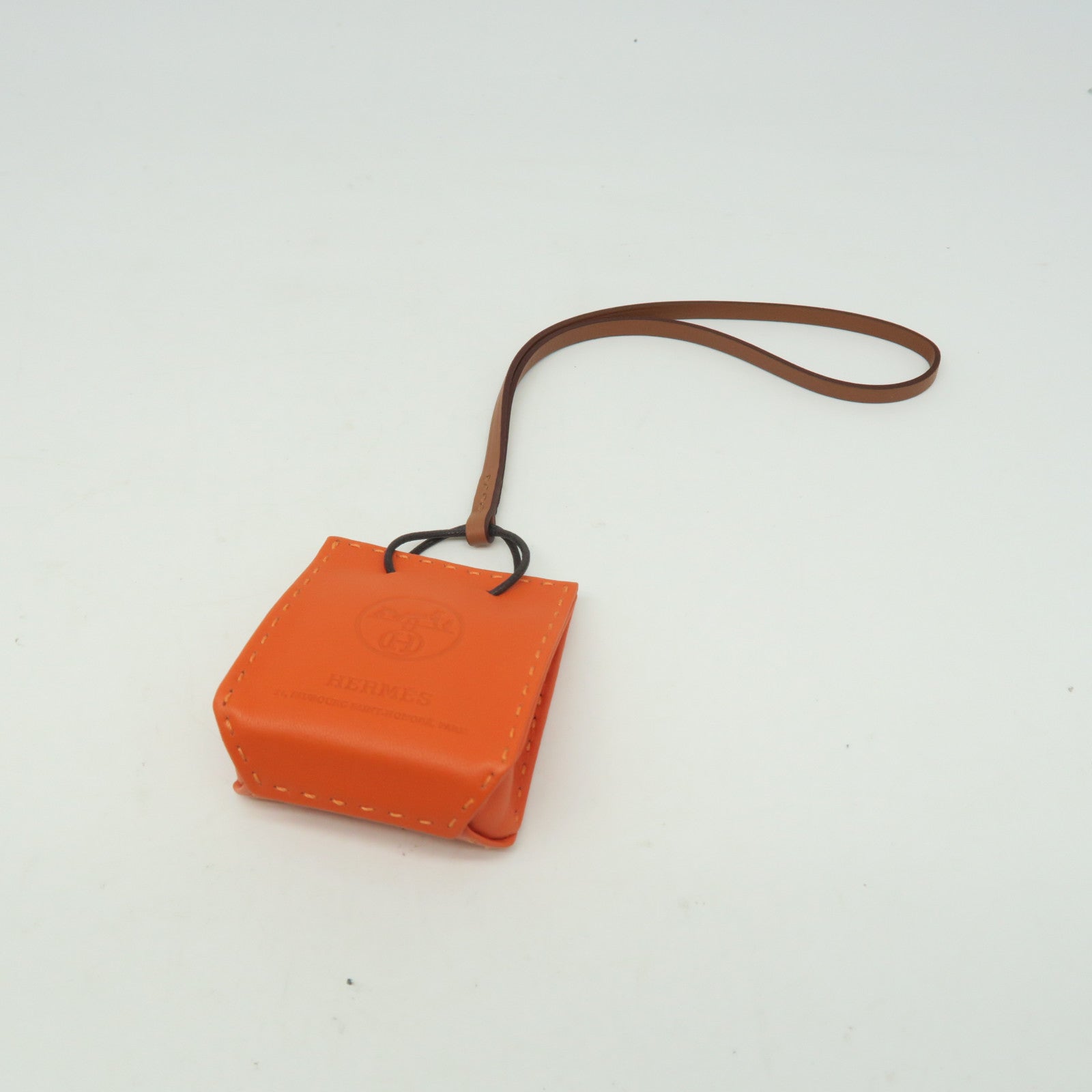 HERMES Swift Leather Charm Charm Orange