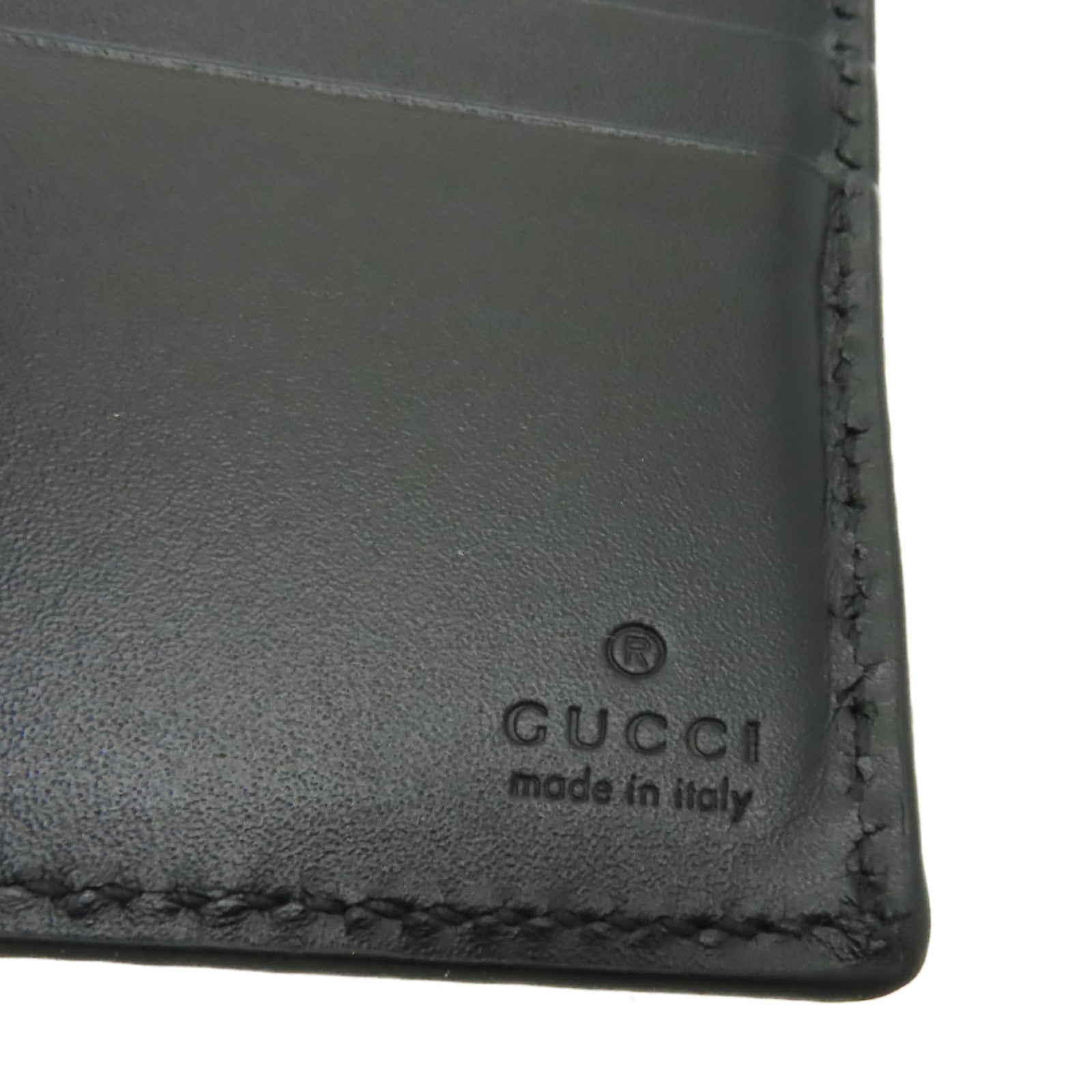 GUCCI 牛皮皮革Wallet銀扣錢包黒色