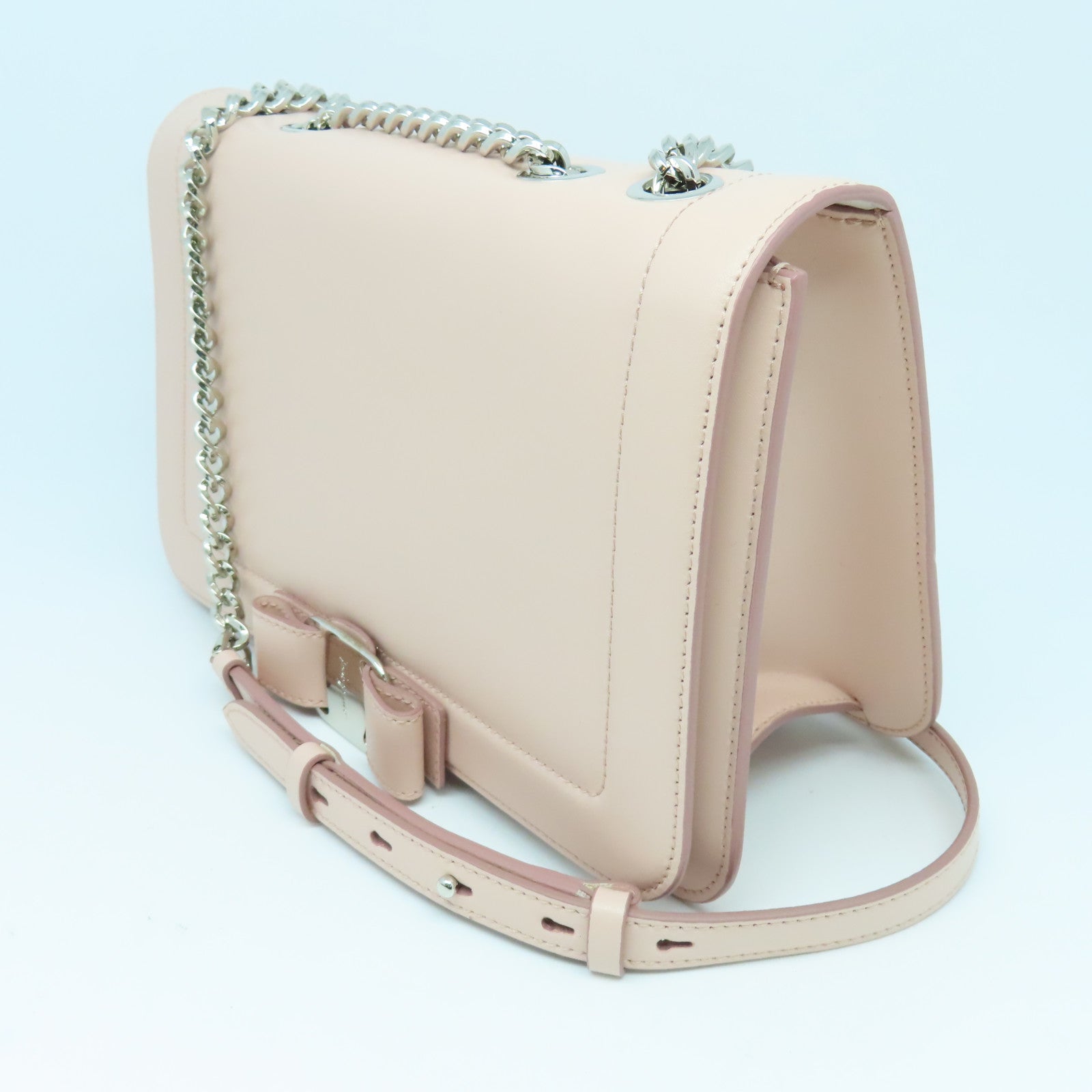 Salvatore Ferragamo 牛皮皮革Chain Shoulder Bag银扣链带肩背袋粉红色