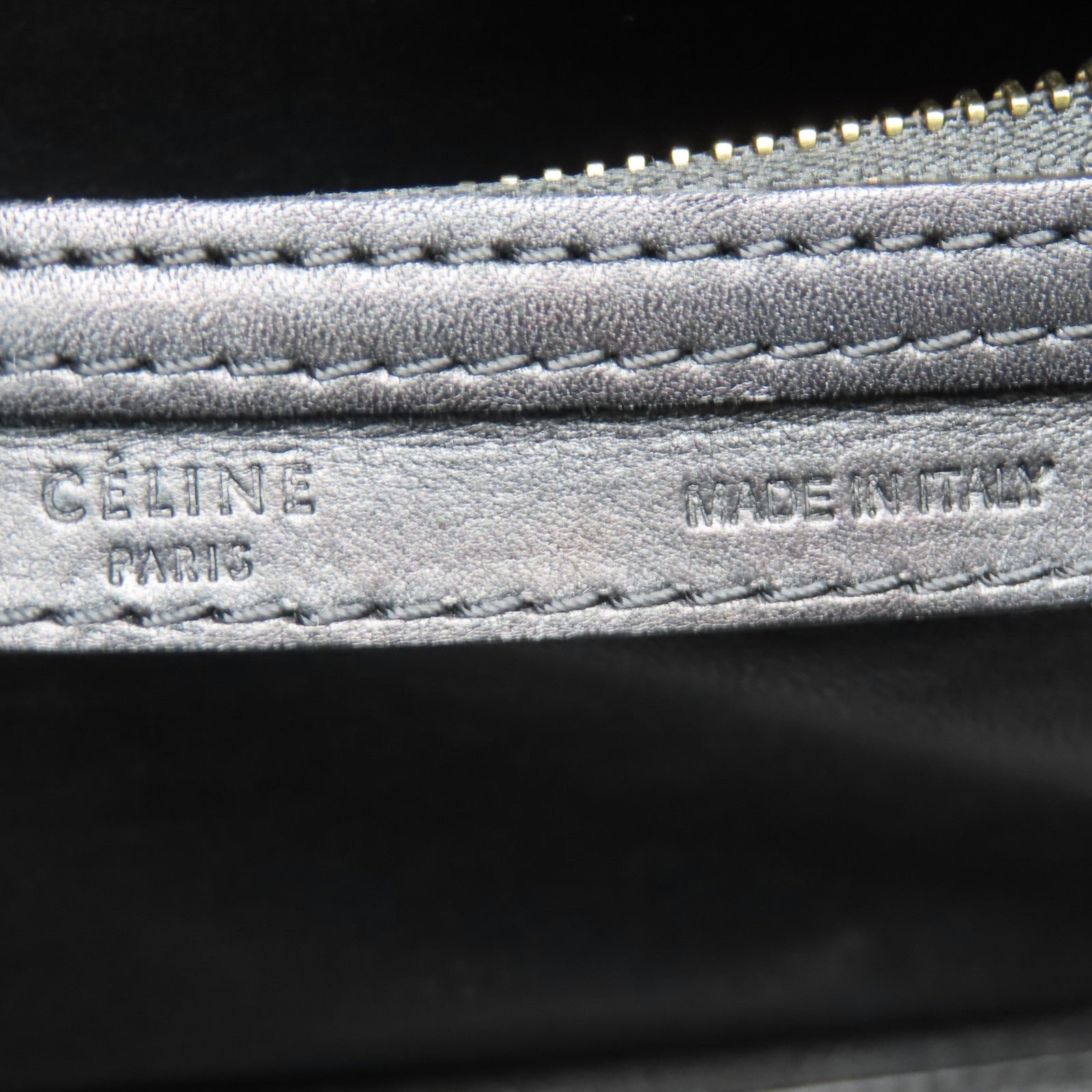 CELINE 牛皮皮革Micro Luggage金扣手挽袋黑色/米色/啡色
