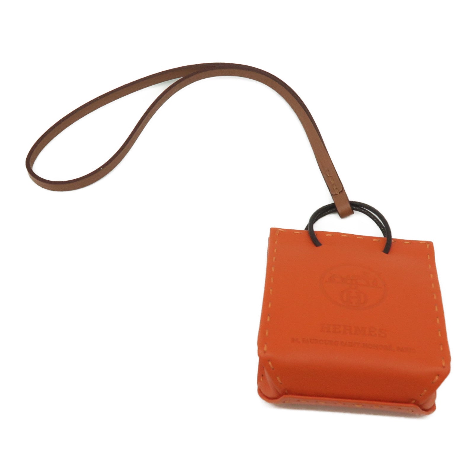 HERMES Swift Leather Charm Charm Orange
