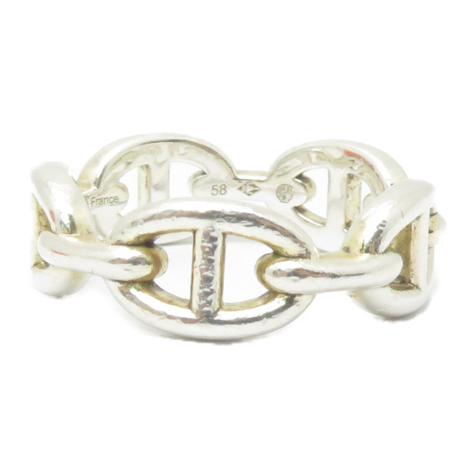HERMES 925純銀Chaine d'ancre Enchainee Ring戒指#58/US#7.75