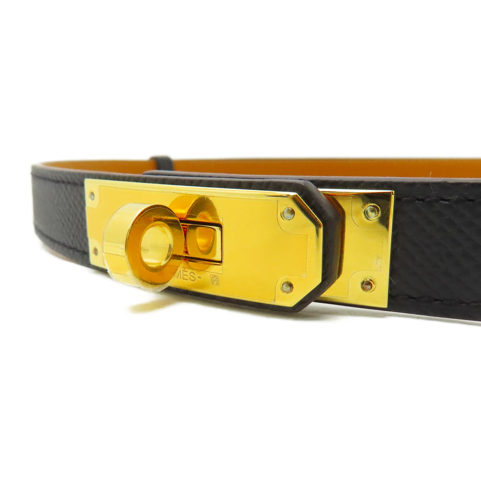 HERMES Epsom皮革Pocket Belt 18金扣皮帶黑色