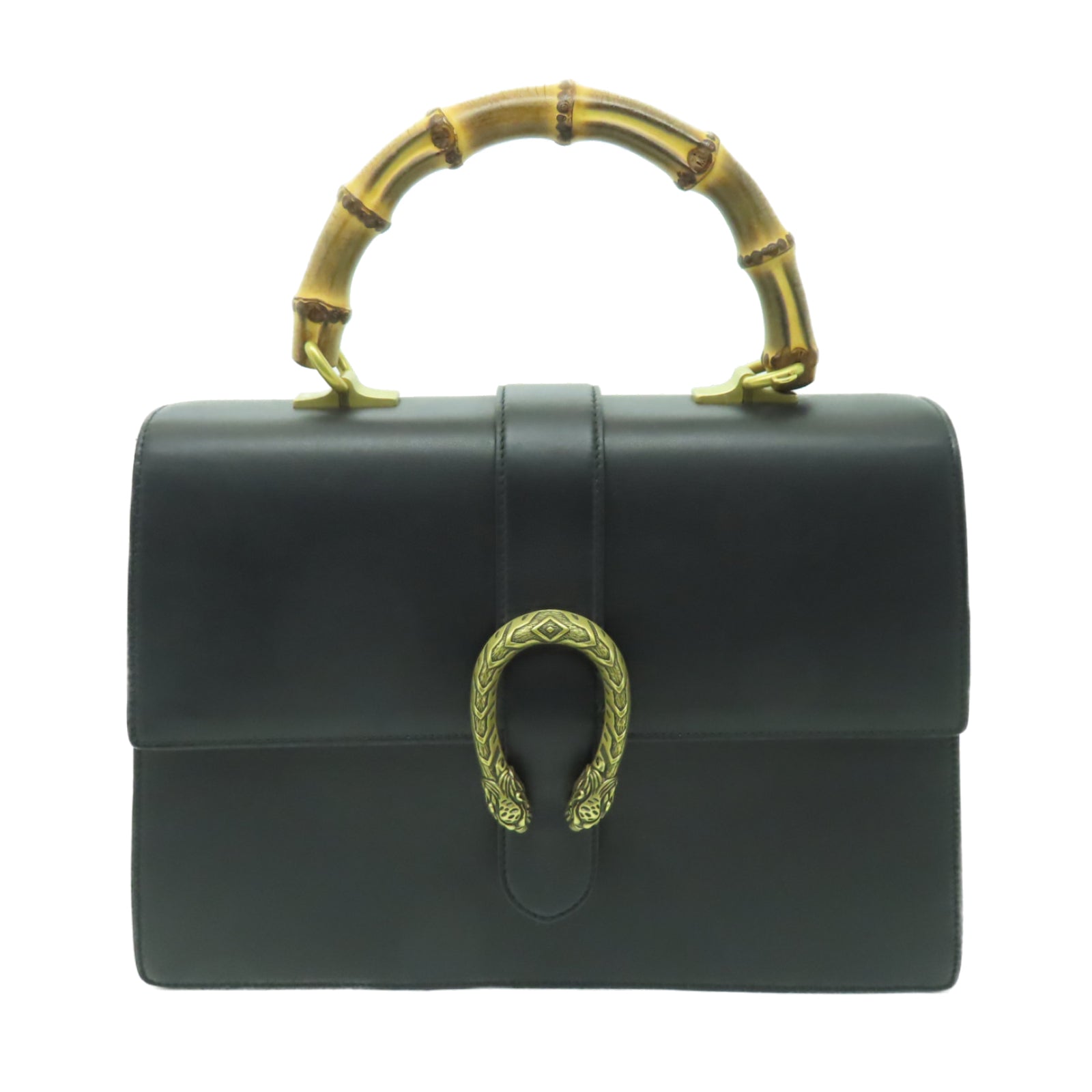 GUCCI 牛皮皮革Handbag金扣手挽袋黒色