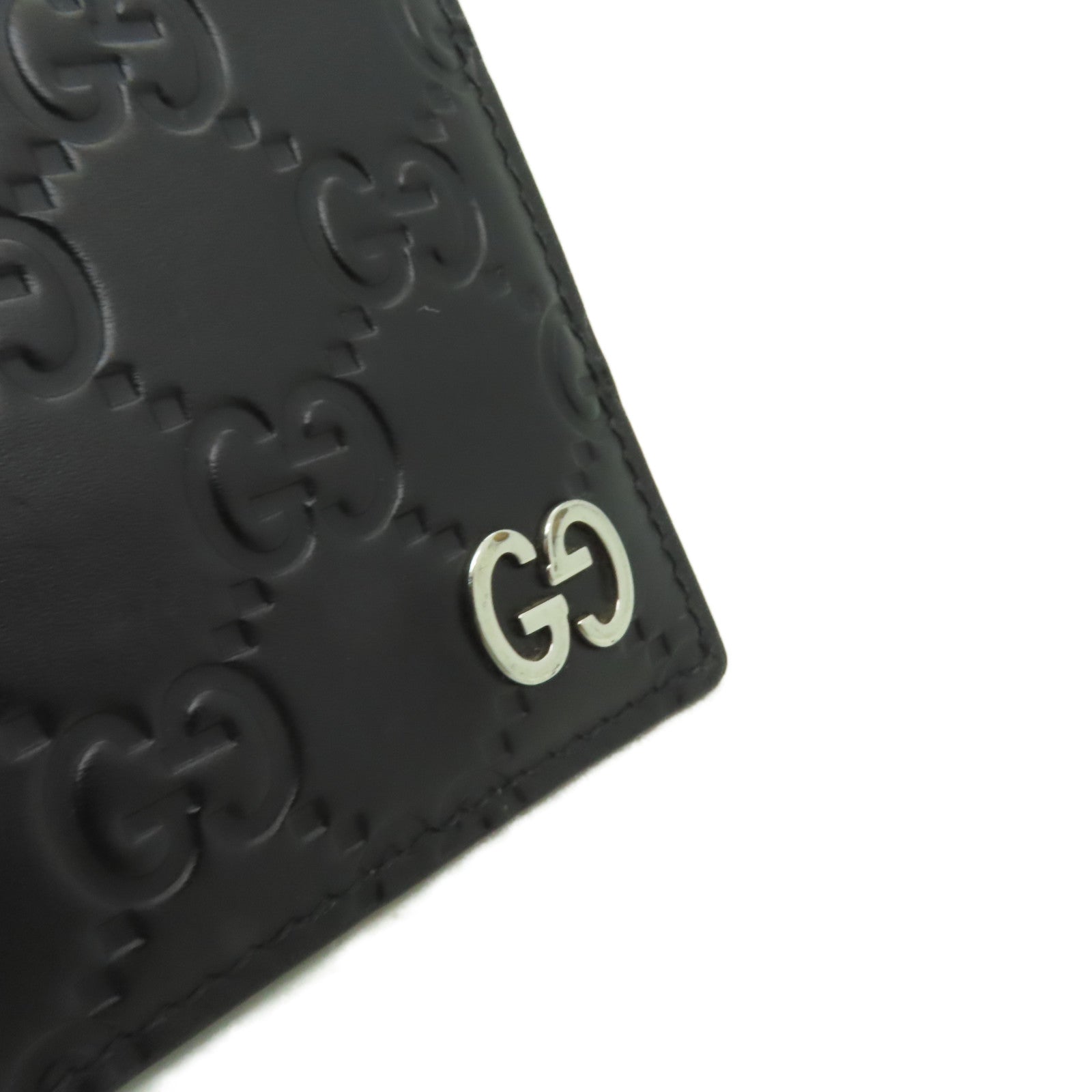 GUCCI 牛皮皮革Wallet銀扣錢包黒色