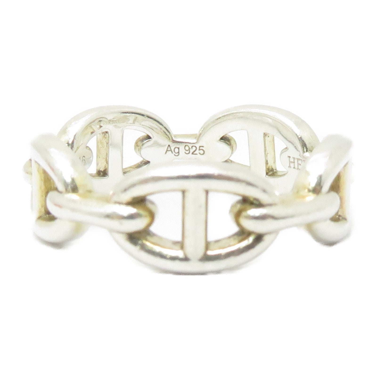 HERMES 925純銀Chaine d'ancre Enchainee Ring戒指#58/US#7.75