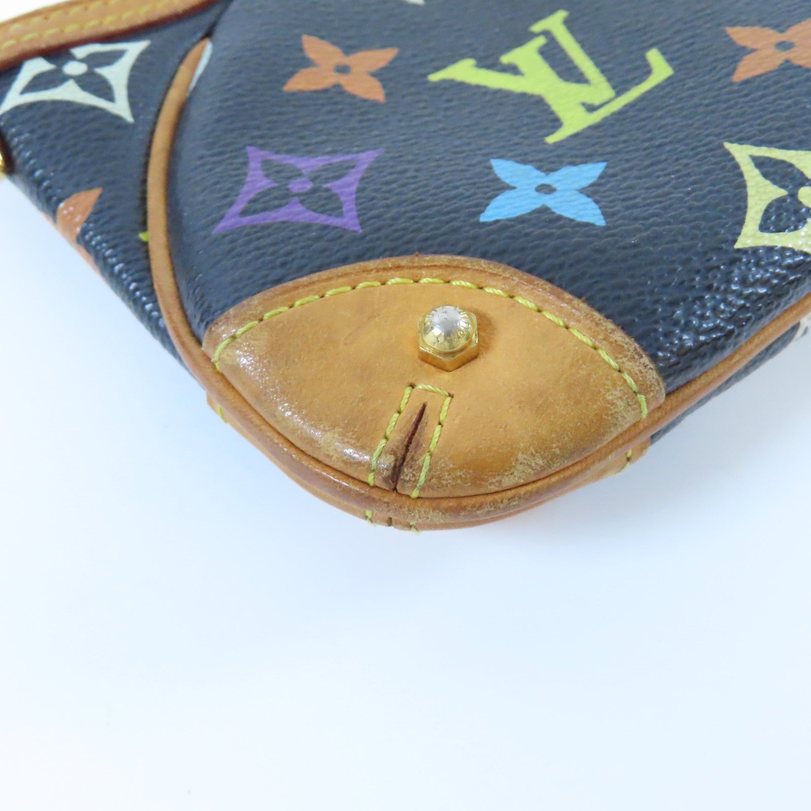 LOUIS VUITTON Monogram Multicolore Pochette Milla金扣鏈帶手挽袋黑色