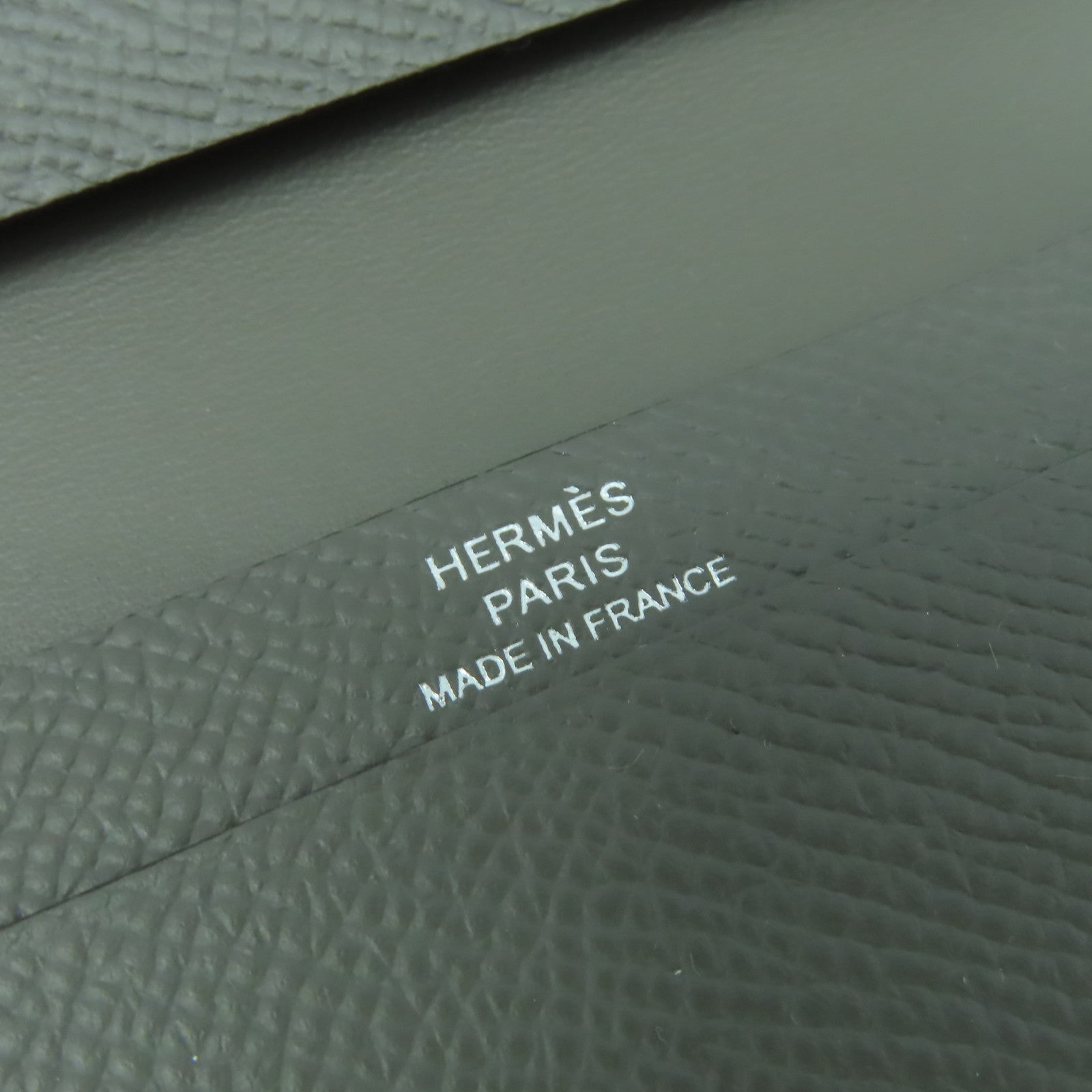 HERMES Epsom皮革Bearn Card Case銀扣卡片套積雲雨灰色