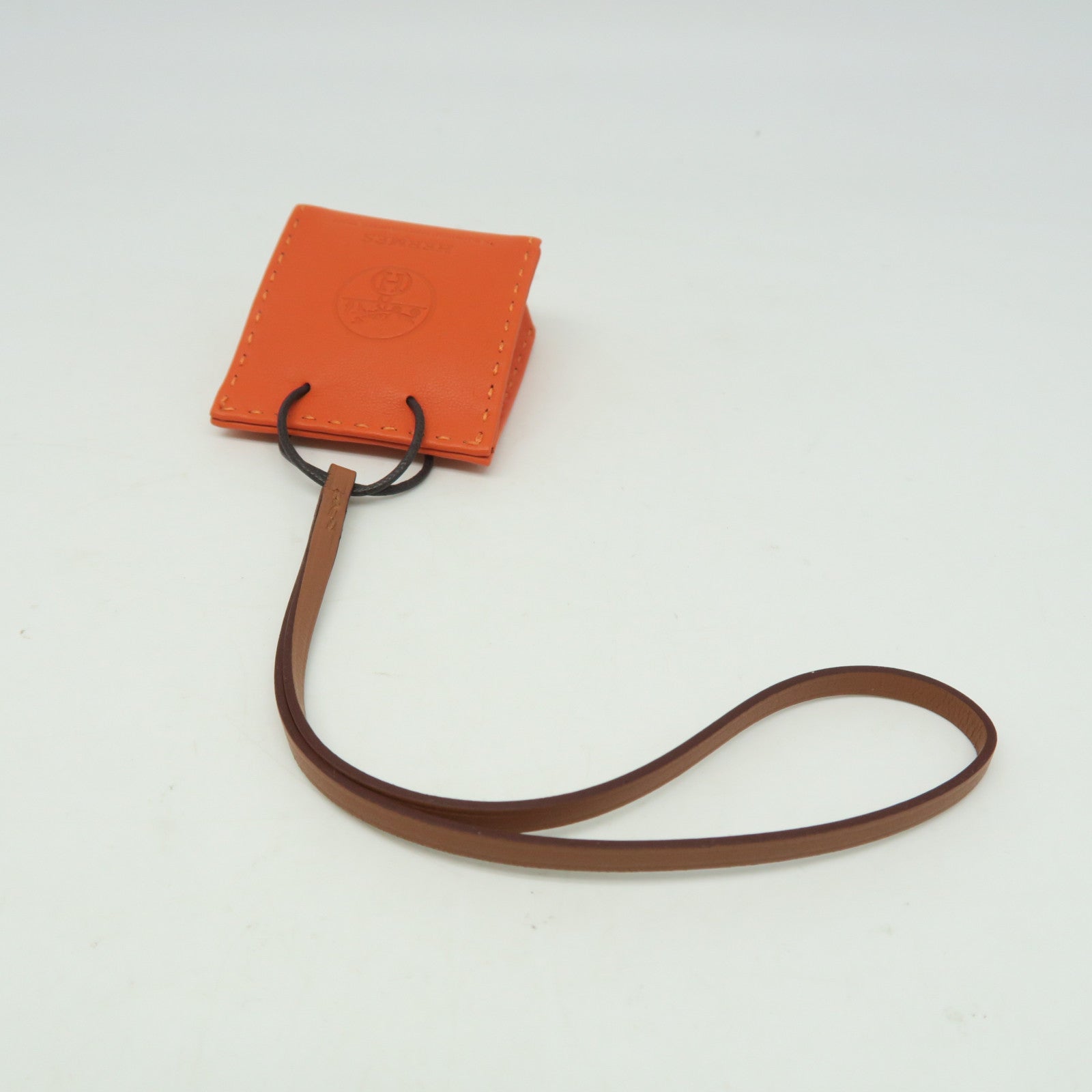 HERMES Swift Leather Charm Charm Orange