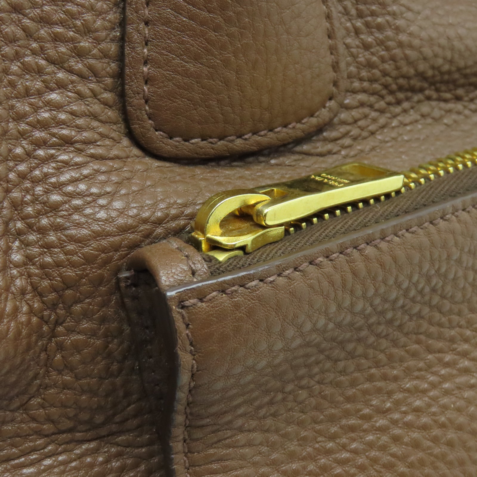 PRADA 牛皮皮革2way Shoulder Bag金扣手挽肩背兩用袋啡色