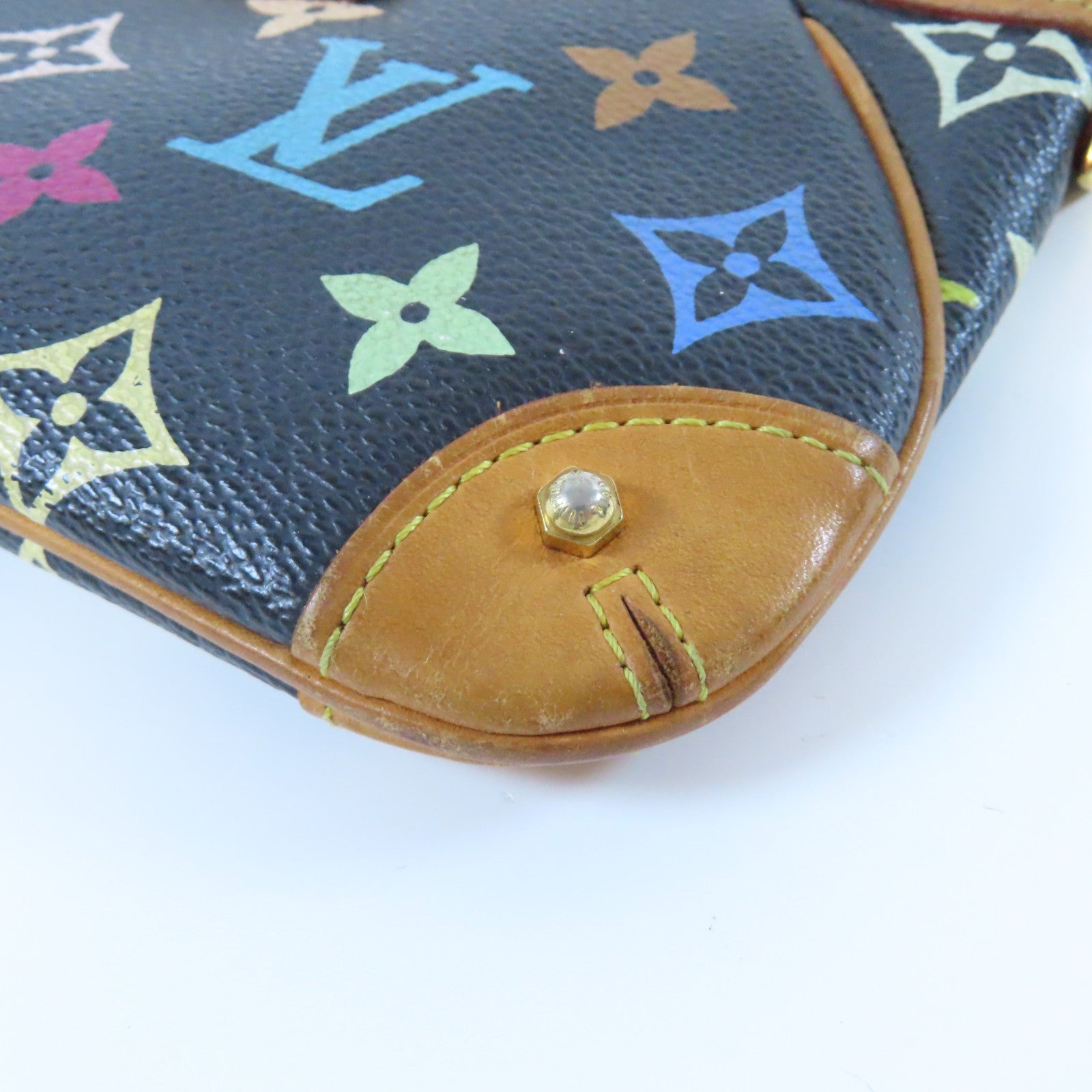 LOUIS VUITTON Monogram Multicolore Pochette Milla金扣鏈帶手挽袋黑色