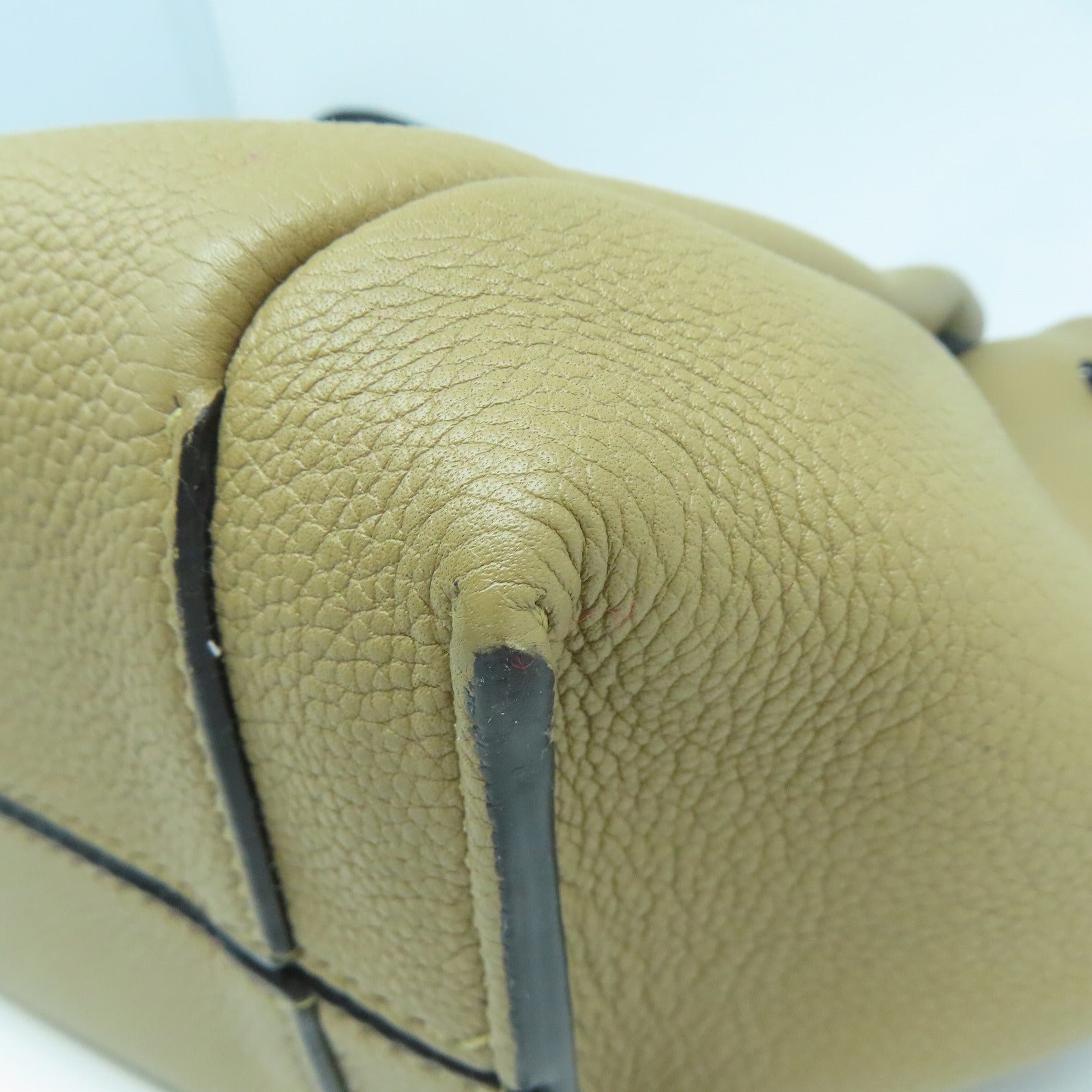 LOEWE 牛皮皮革Flamenco knot Shoulder tote bag銀扣肩背袋啡色/黑色
