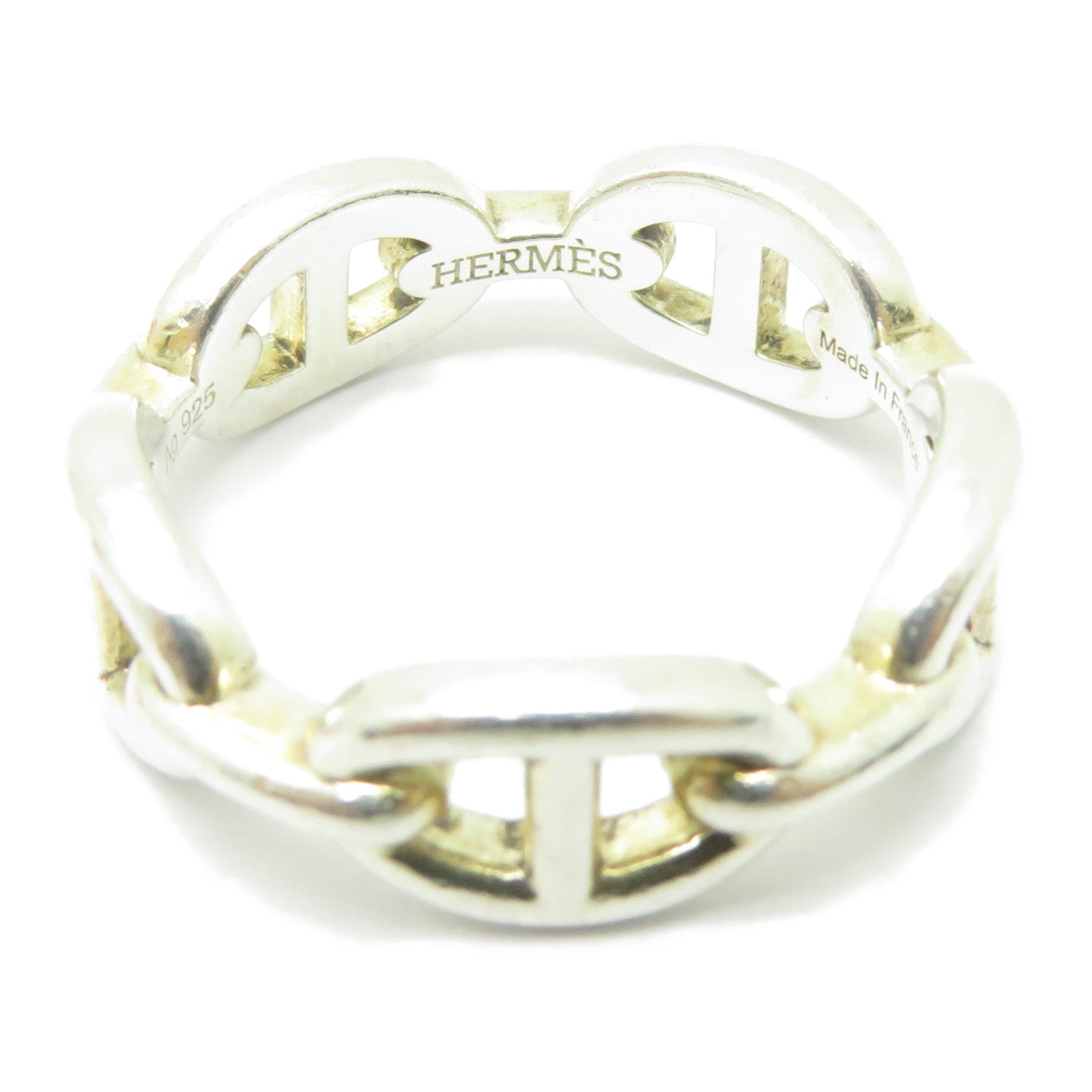 HERMES 925純銀Chaine d'ancre Enchainee Ring戒指#58/US#7.75