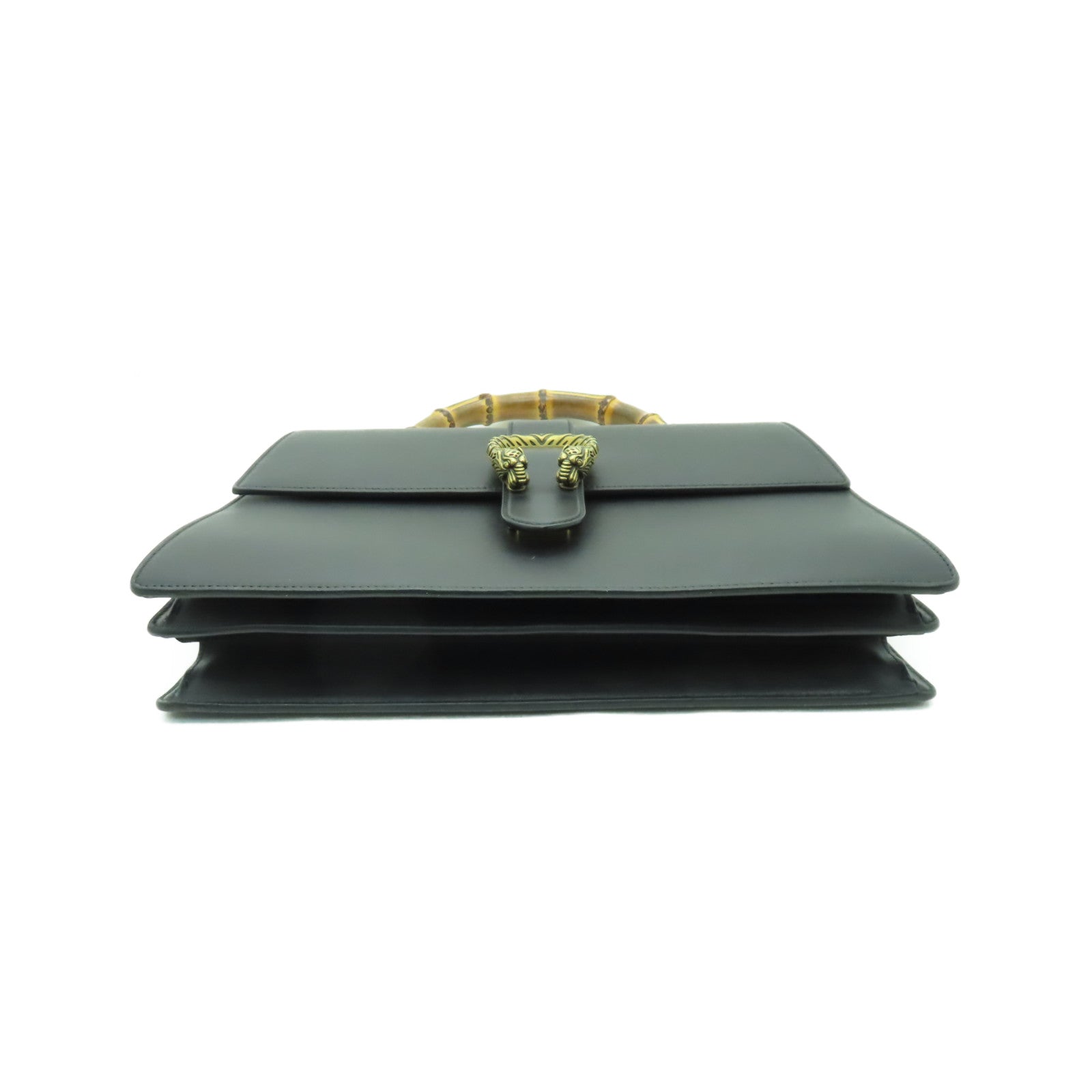 GUCCI 牛皮皮革Handbag金扣手挽袋黒色