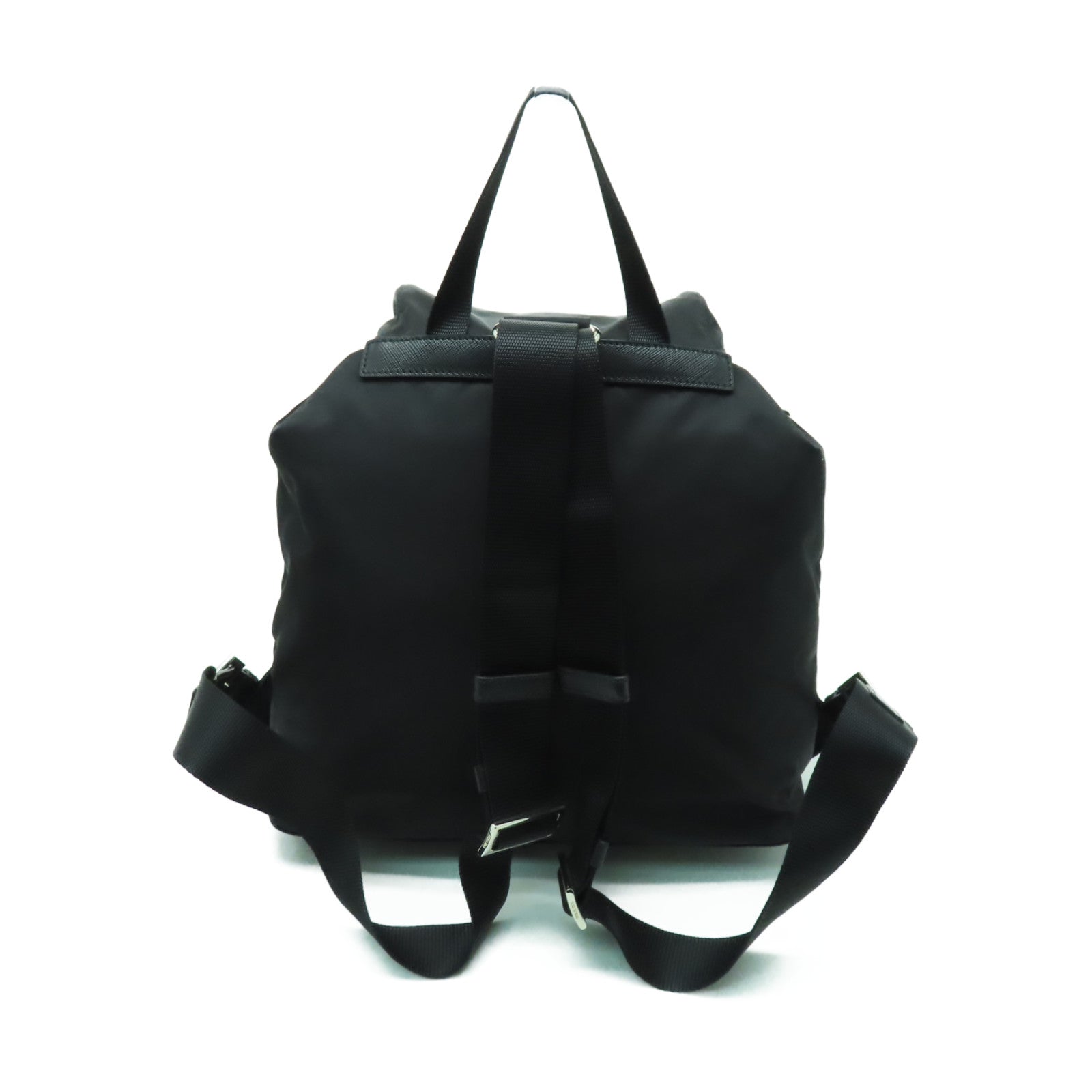PRADA 尼龍Backpack銀扣背包黑色