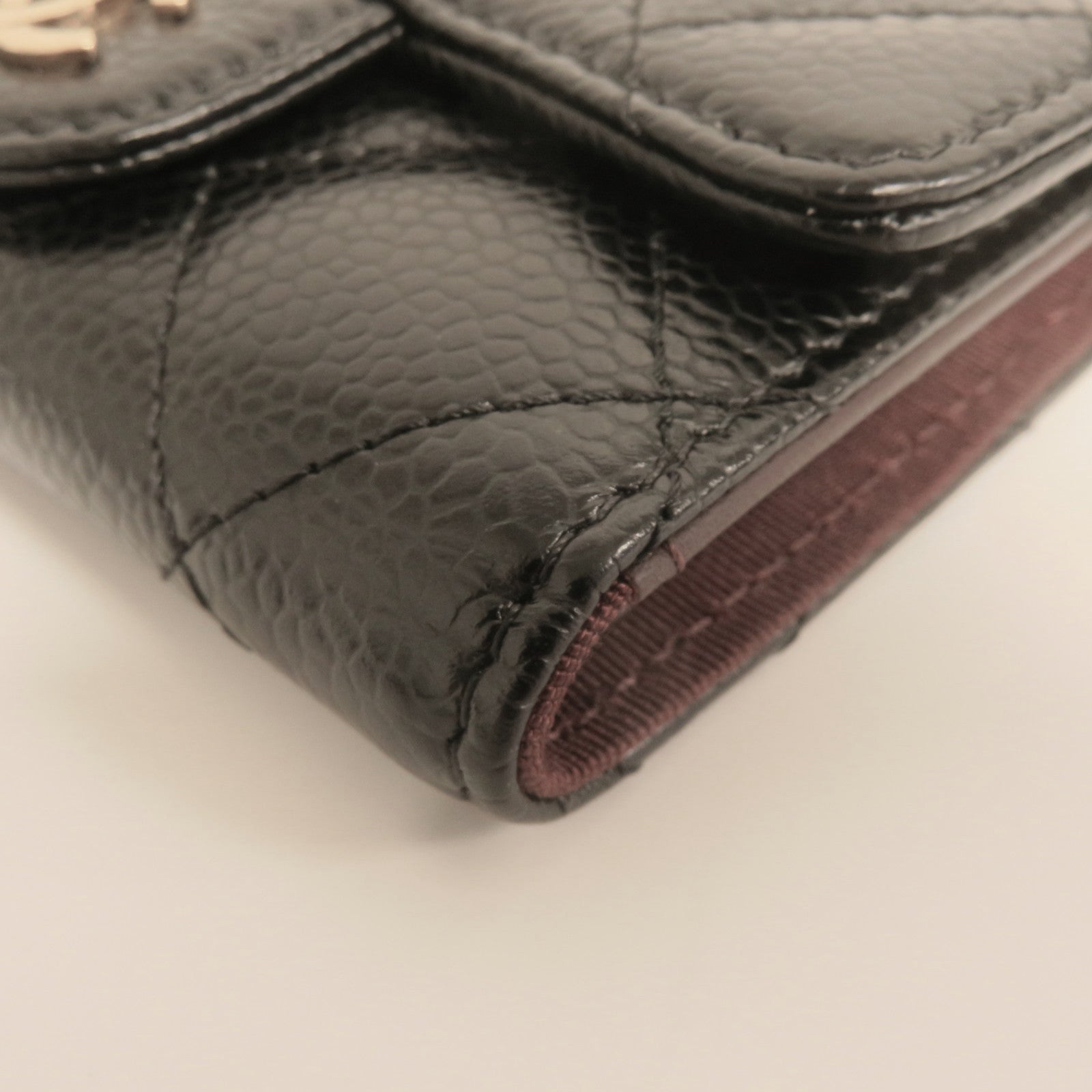 CHANEL 菱格牛皮皮革金扣Key Case鑰匙套黑色