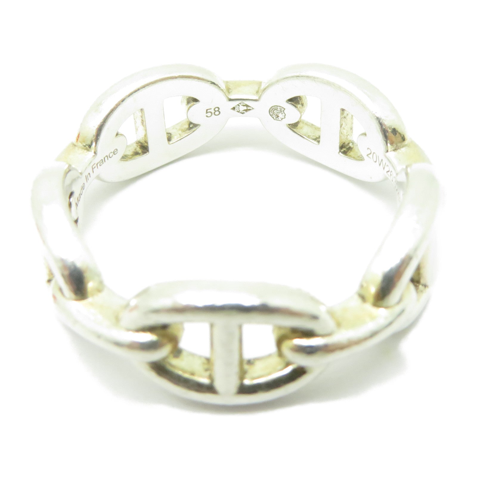 HERMES 925純銀Chaine d'ancre Enchainee Ring戒指#58/US#7.75