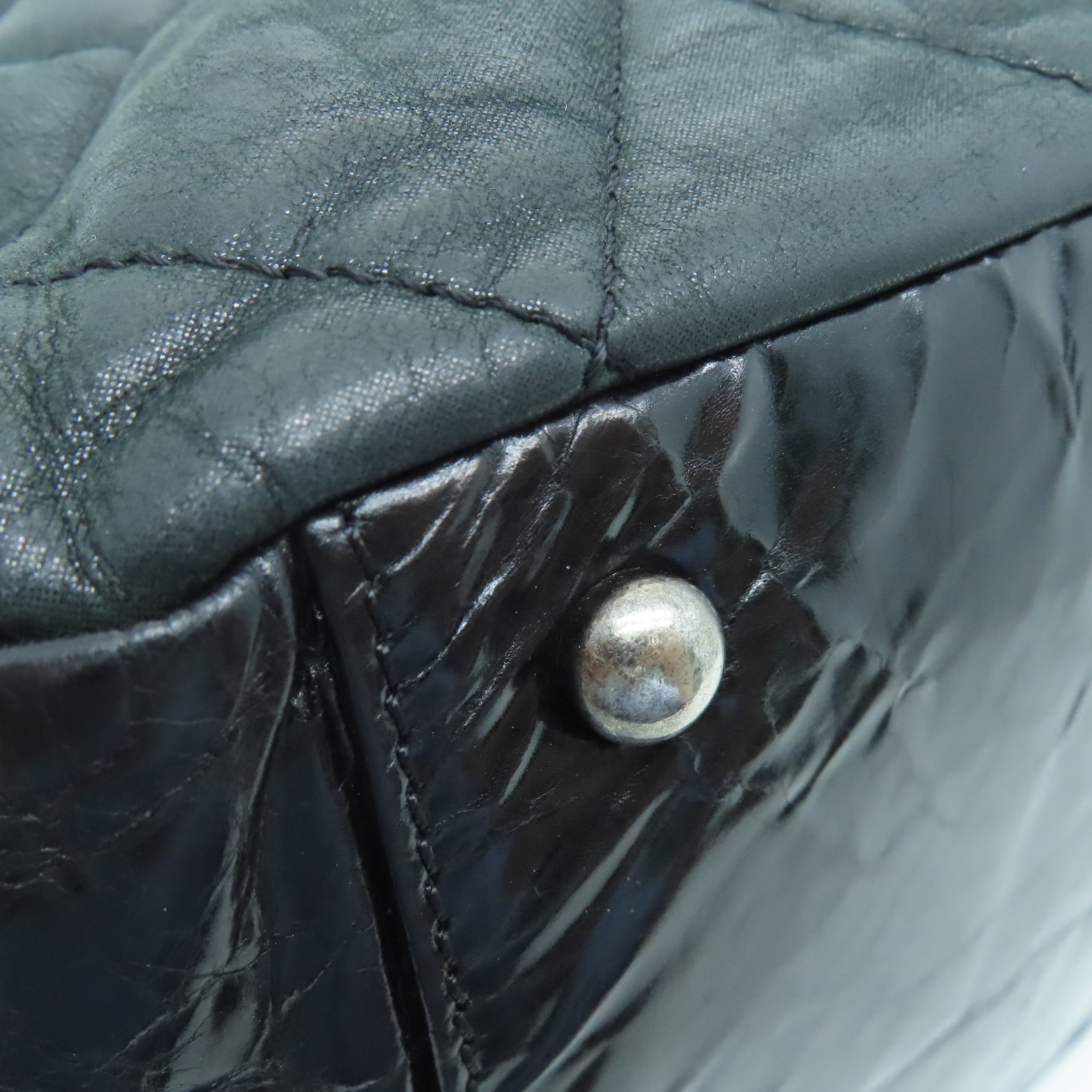 CHANEL 【激減優惠】菱格牛皮皮革Chain Shoulder銀扣鏈帶肩背袋黑色