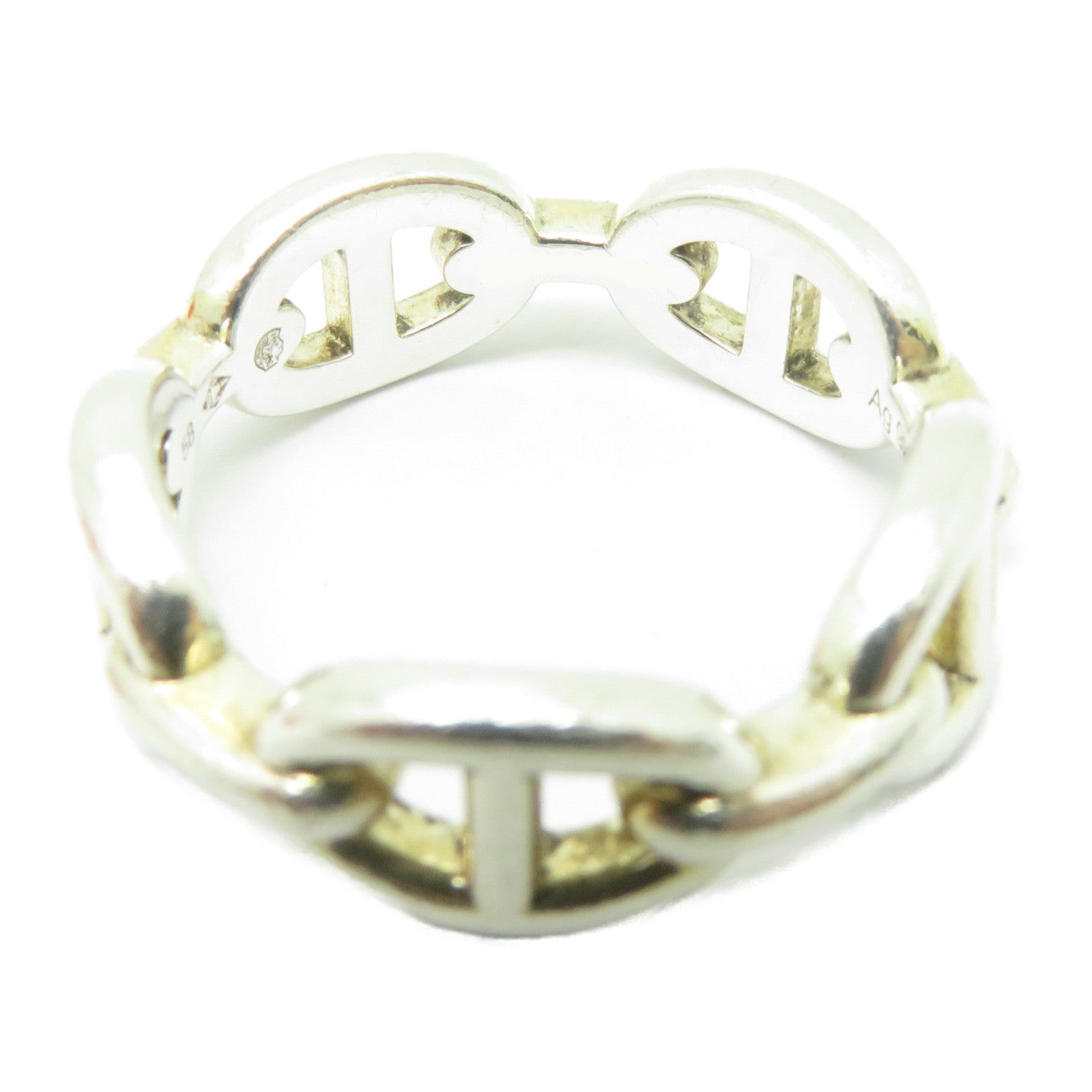 HERMES 925純銀Chaine d'ancre Enchainee Ring戒指#58/US#7.75