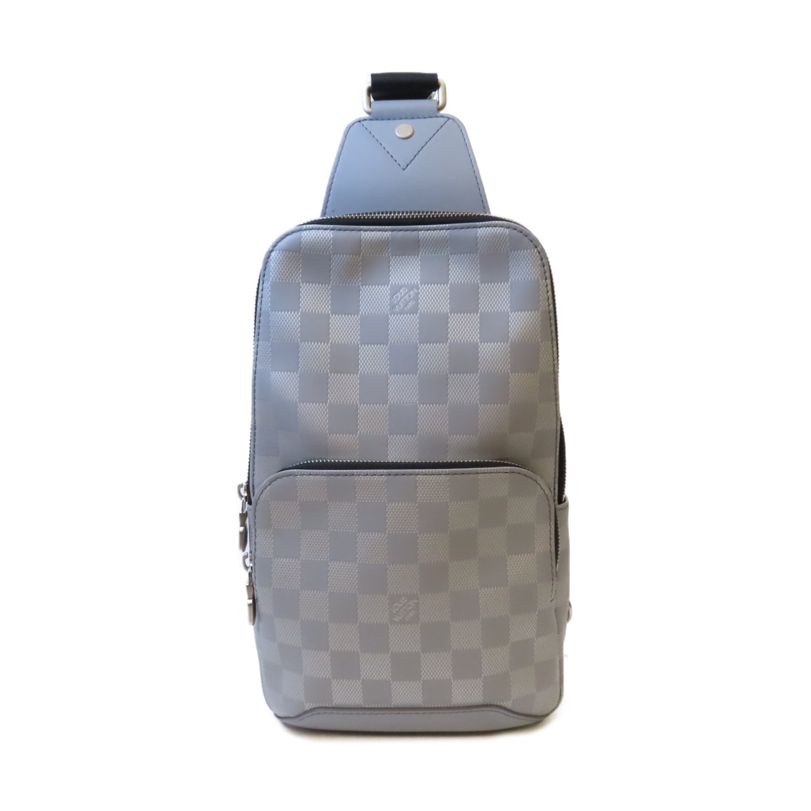 LOUIS VUITTON Damier Infini Avenue Sling Bag銀扣肩背袋灰色