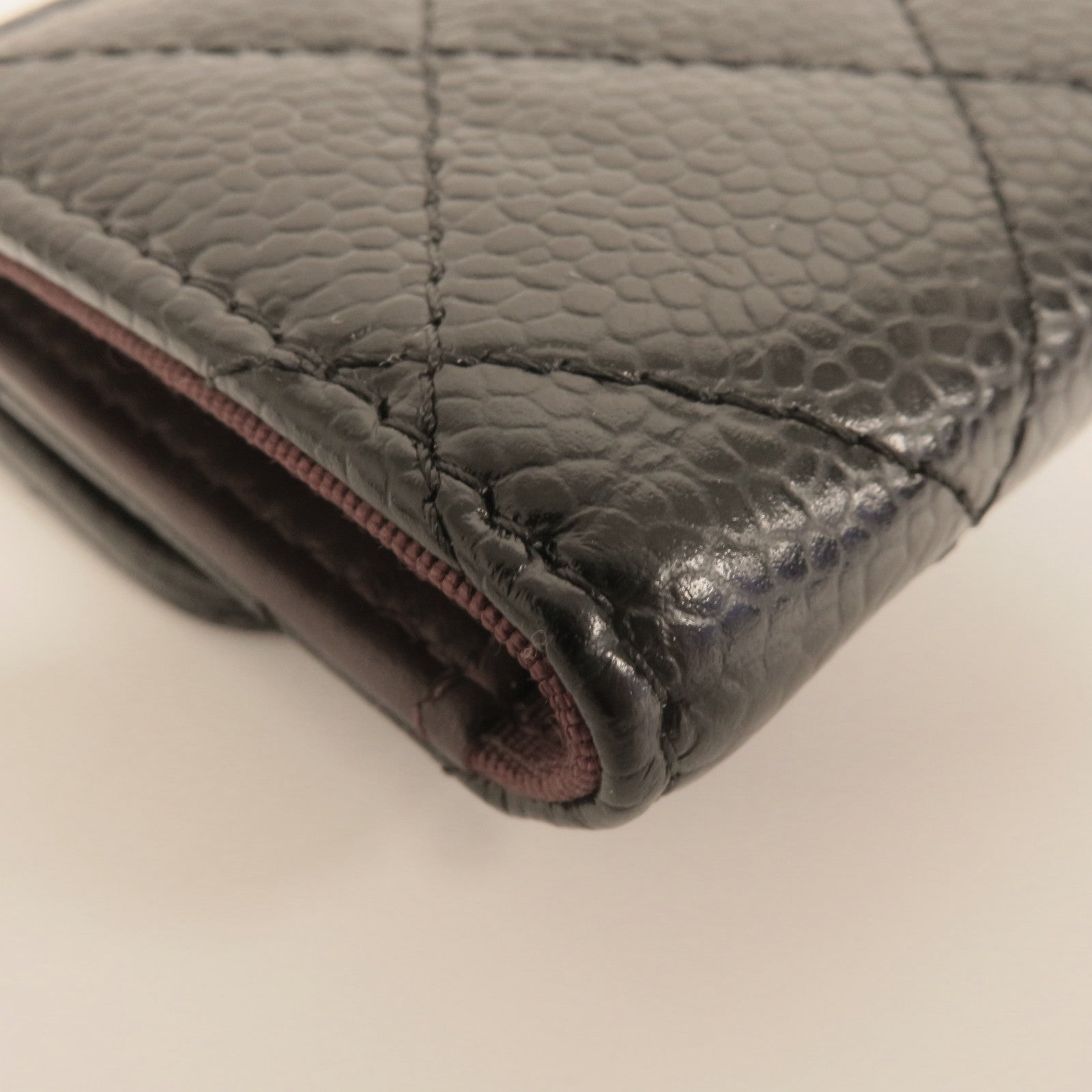 CHANEL 菱格牛皮皮革金扣Key Case鑰匙套黑色