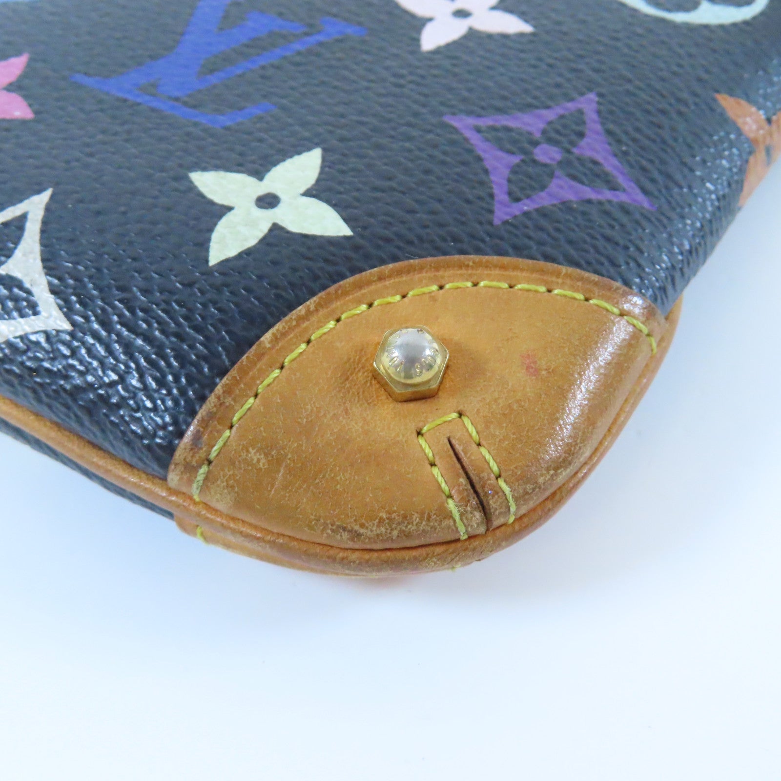 LOUIS VUITTON Monogram Multicolore Pochette Milla金扣鏈帶手挽袋黑色
