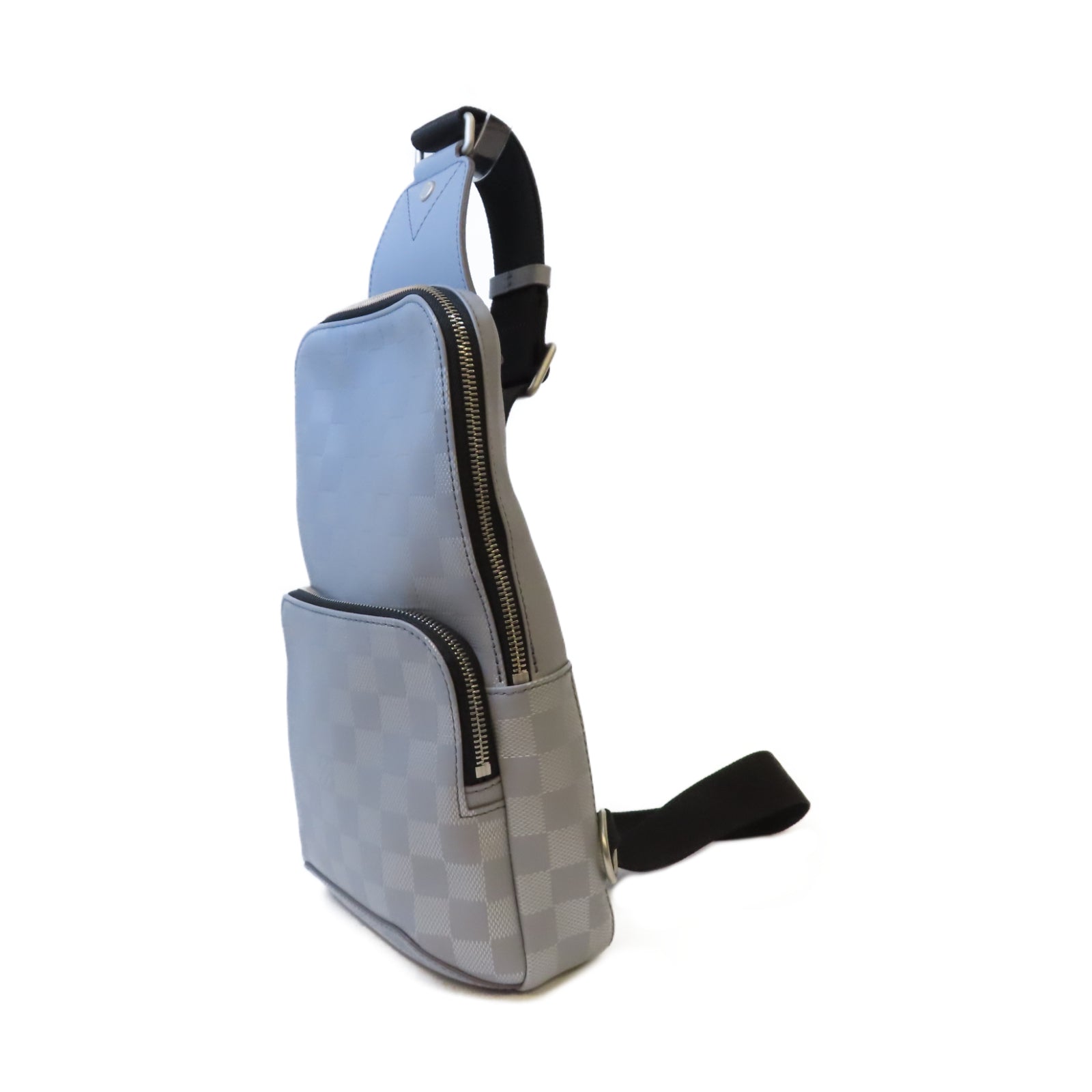 LOUIS VUITTON Damier Infini Avenue Sling Bag銀扣肩背袋灰色