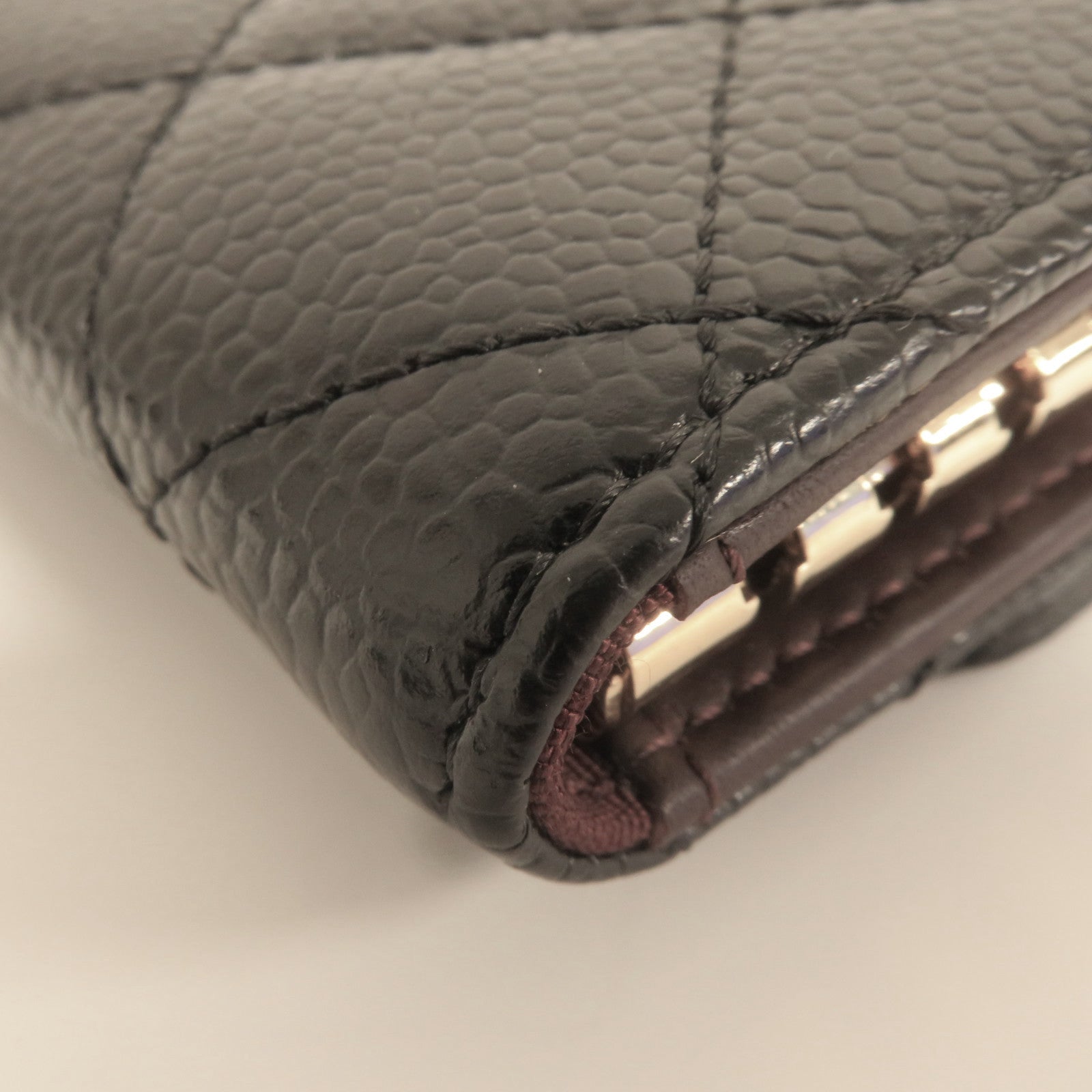 CHANEL 菱格牛皮皮革金扣Key Case鑰匙套黑色