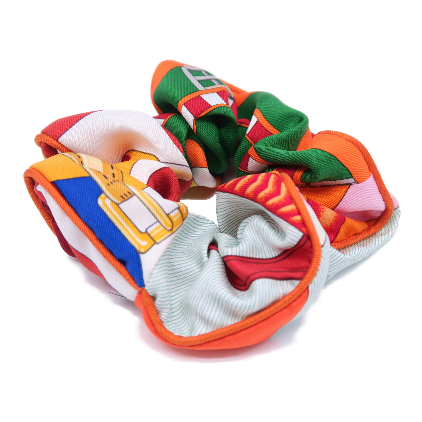 HERMES 絲質Claudia Scrunchie髮圈橙色/綠色/紅色