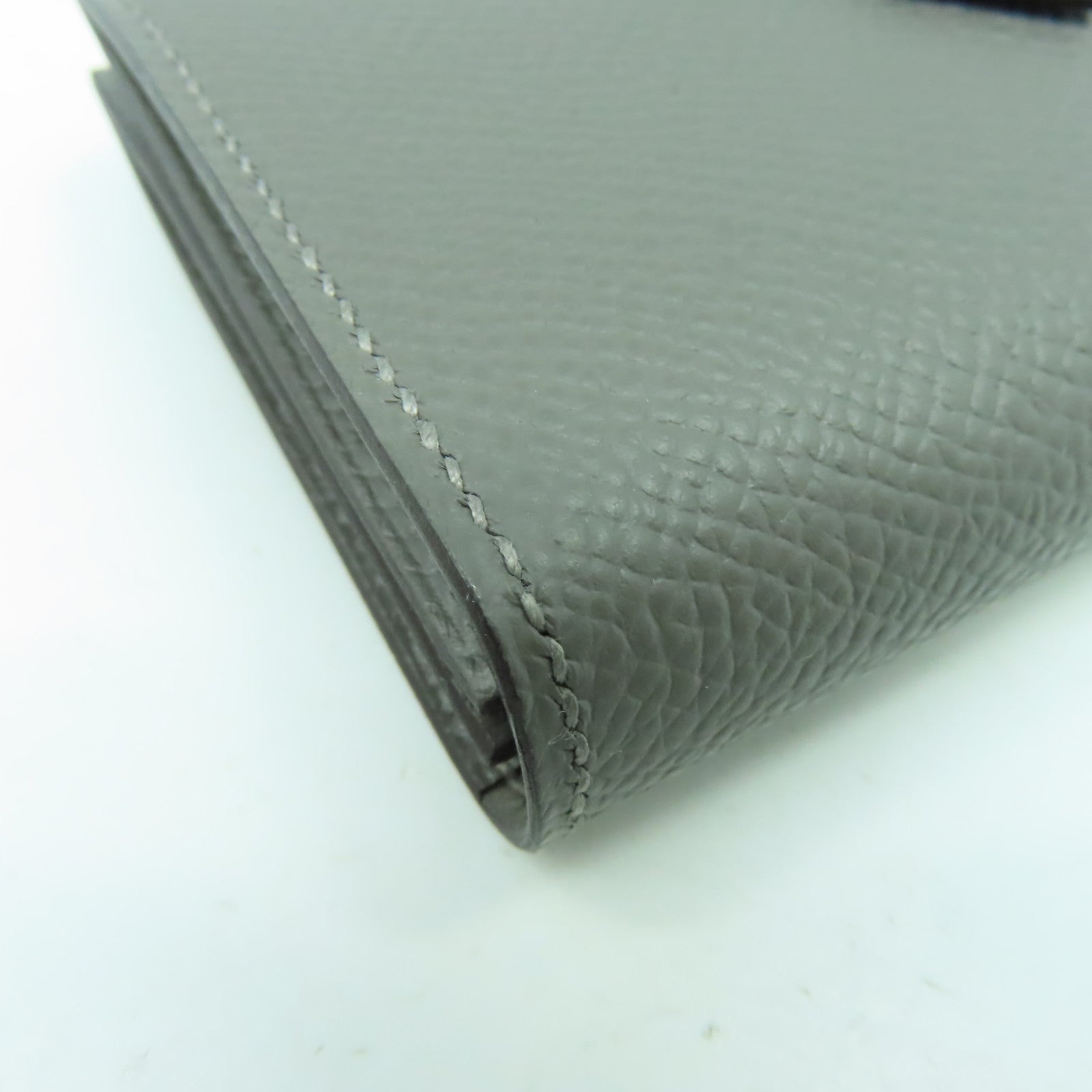 HERMES Epsom皮革Bearn Card Case銀扣卡片套積雲雨灰色