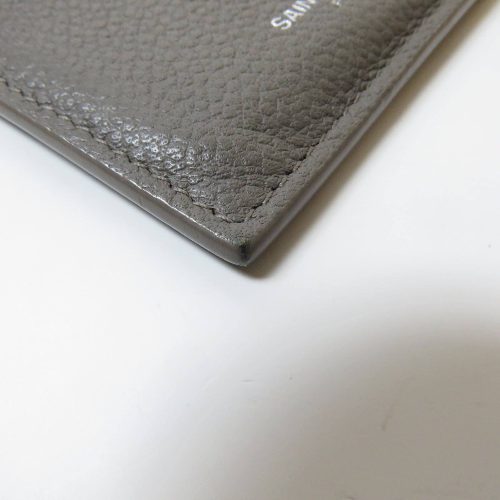 SAINT LAURENT 牛皮皮革Card Case銀扣卡片套灰色