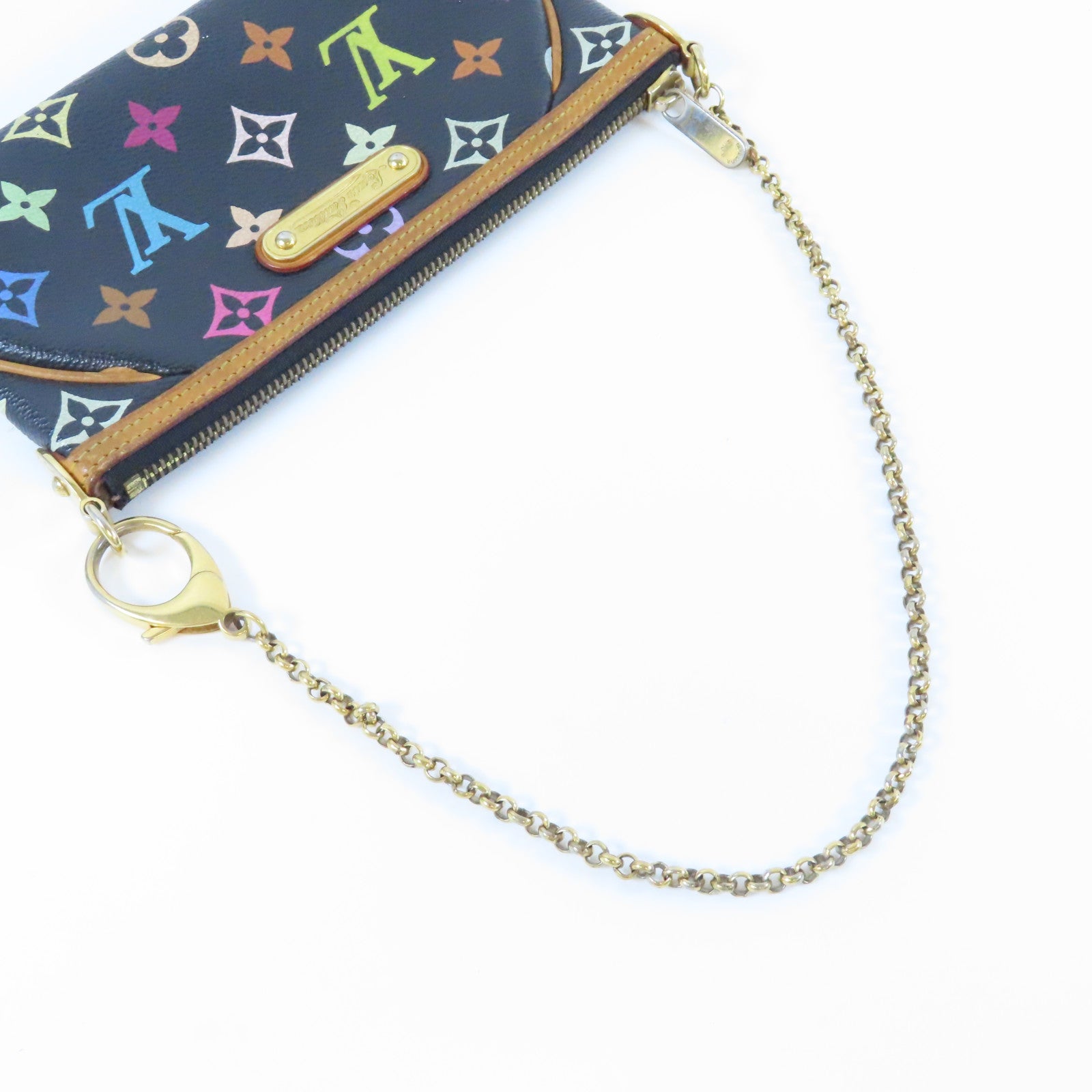 LOUIS VUITTON Monogram Multicolore Pochette Milla金扣鏈帶手挽袋黑色
