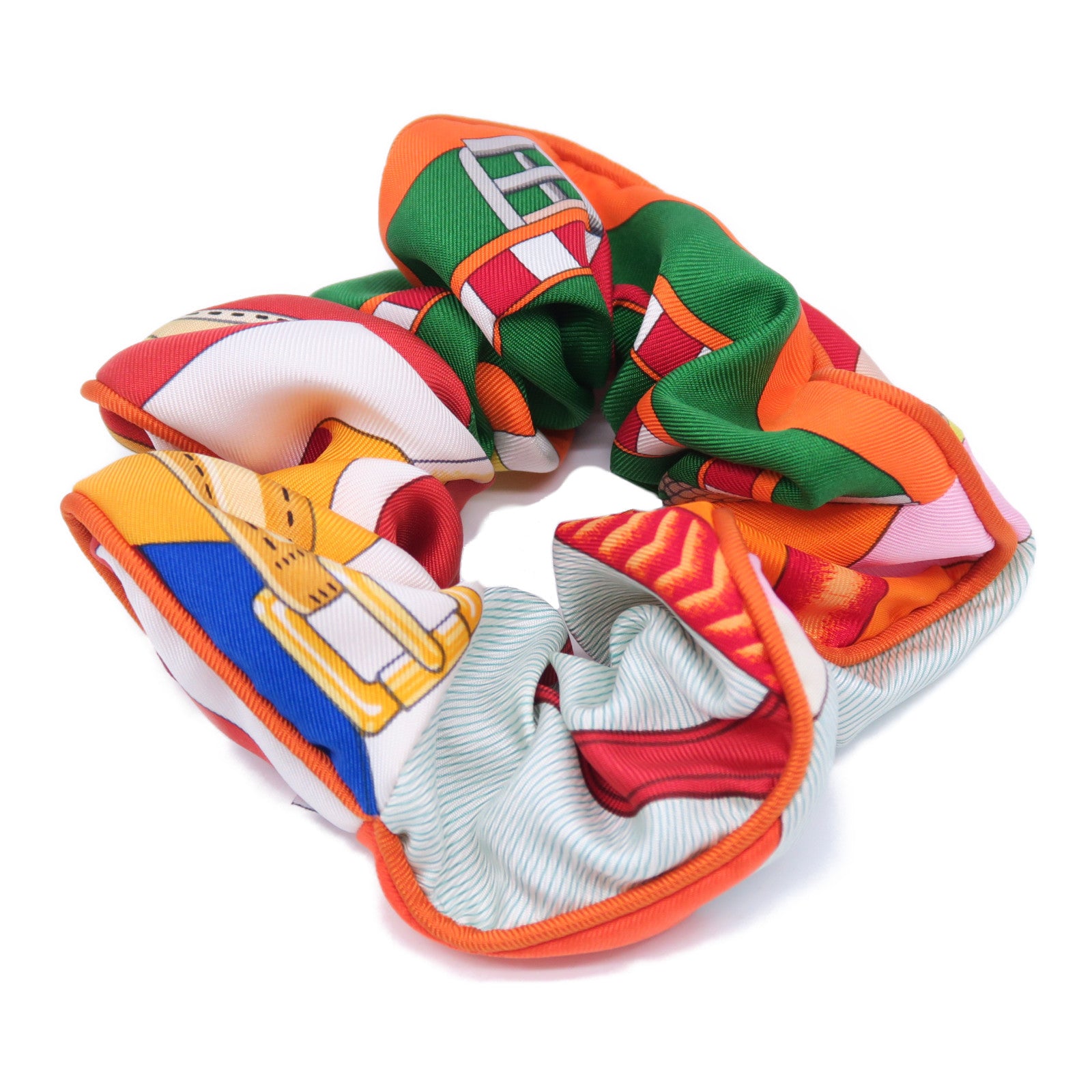 HERMES 絲質Claudia Scrunchie髮圈橙色/綠色/紅色