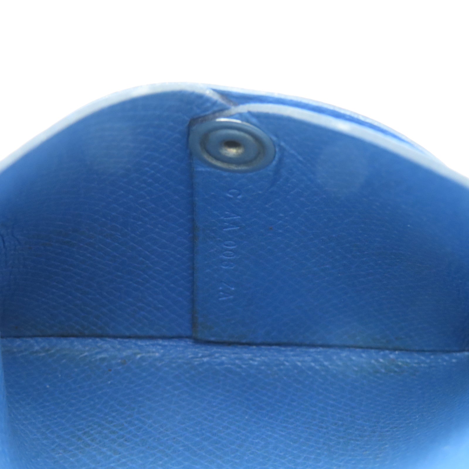 HERMES Epsom Leather Bastia Silver Buckle Coin Purse Blue