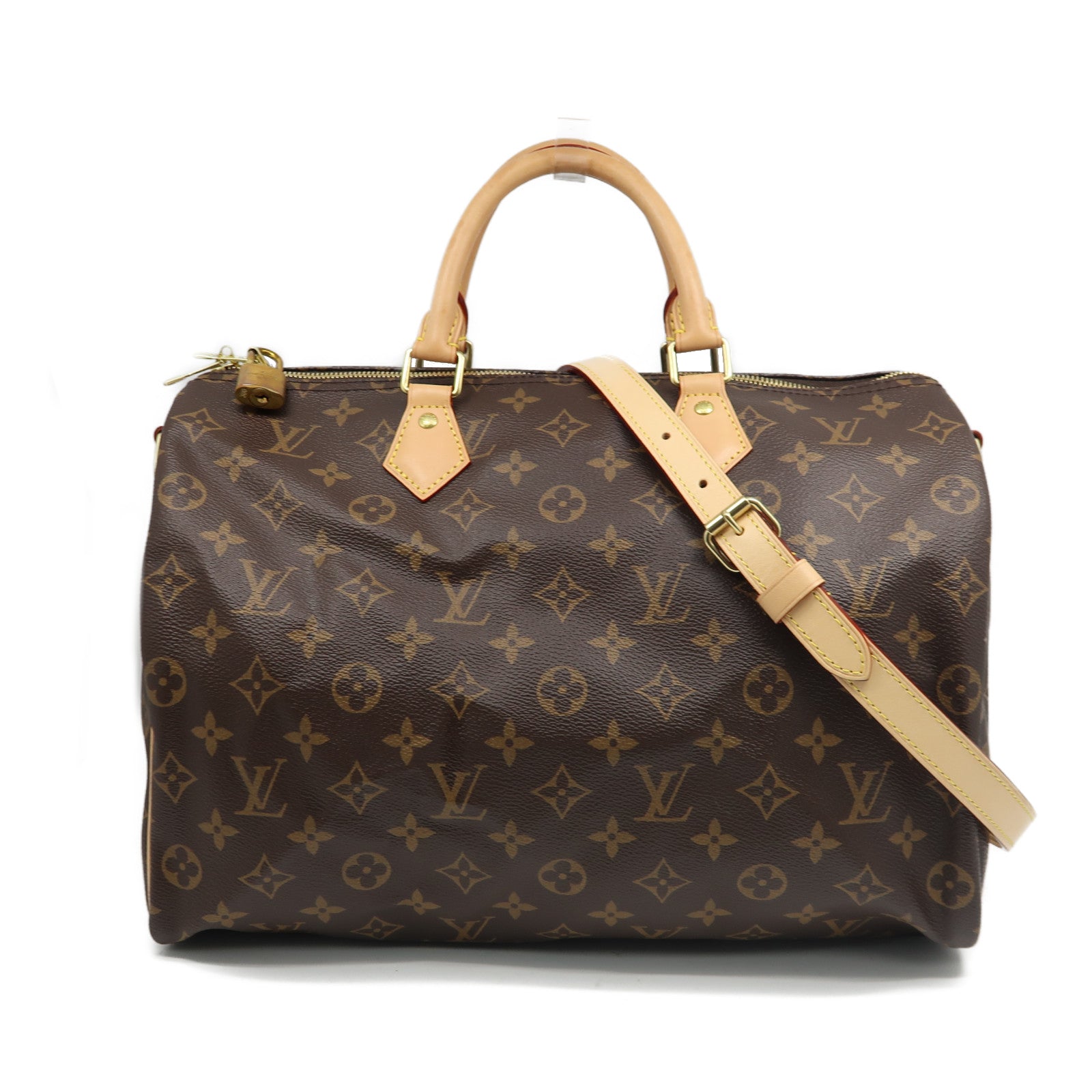 LOUIS VUITTON Monogram Speedy Bandouliere 35金扣手挽肩背兩用袋啡色
