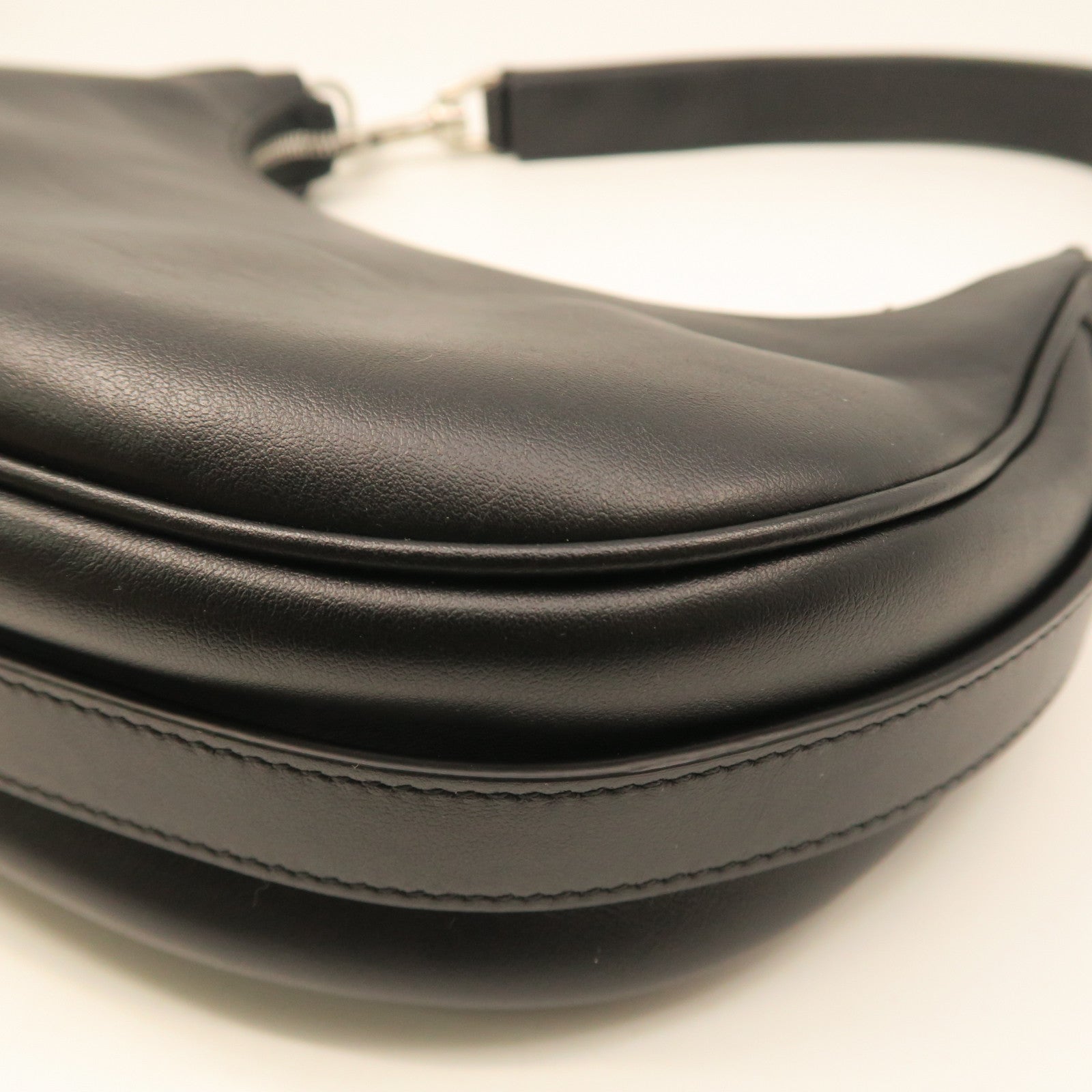 CELINE Ava Medium Shoulder Bag Black with Silver Buckle in Cowhide Leather