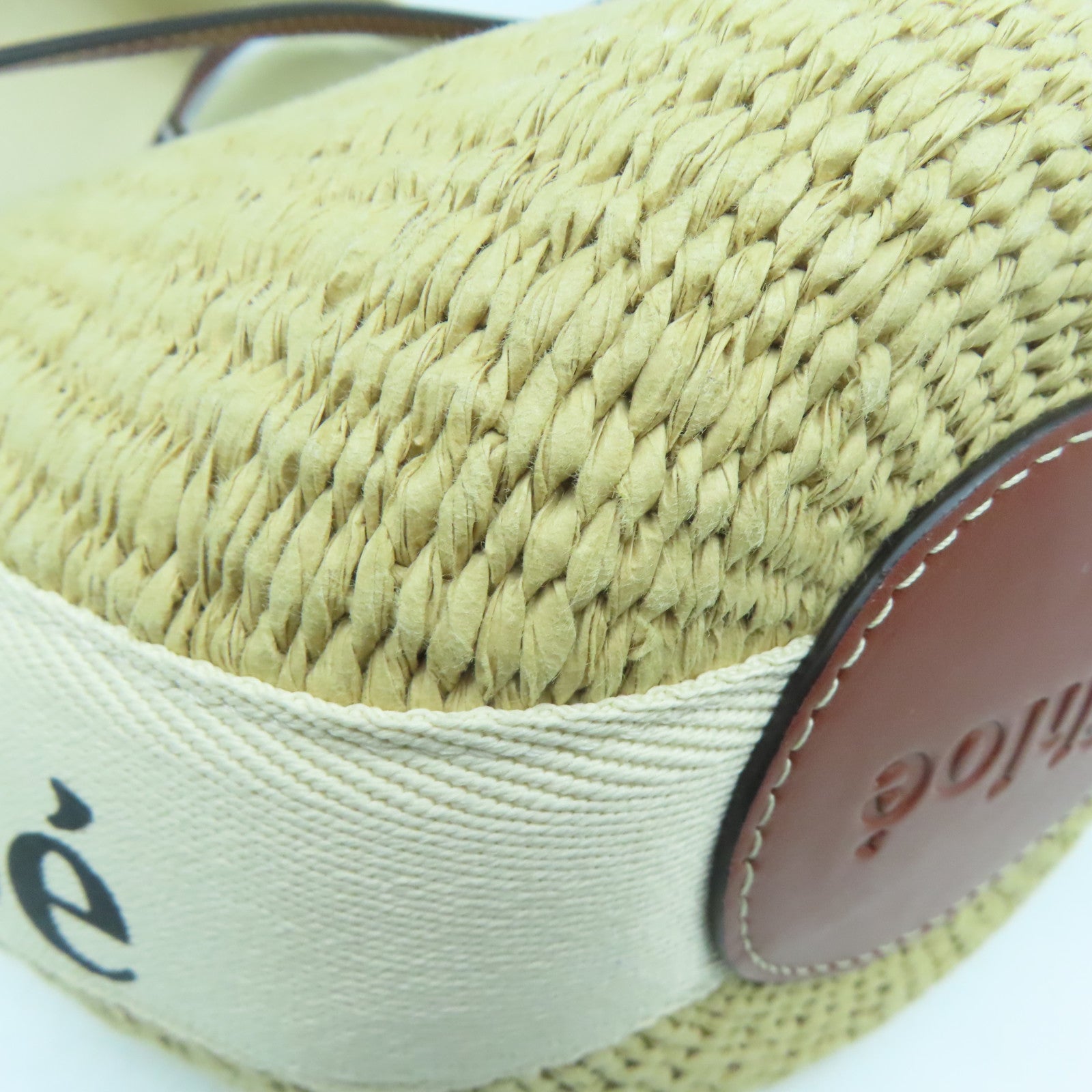 Chloe 拉菲草Woody Saffia Basket Bag金扣肩背袋米色/啡色
